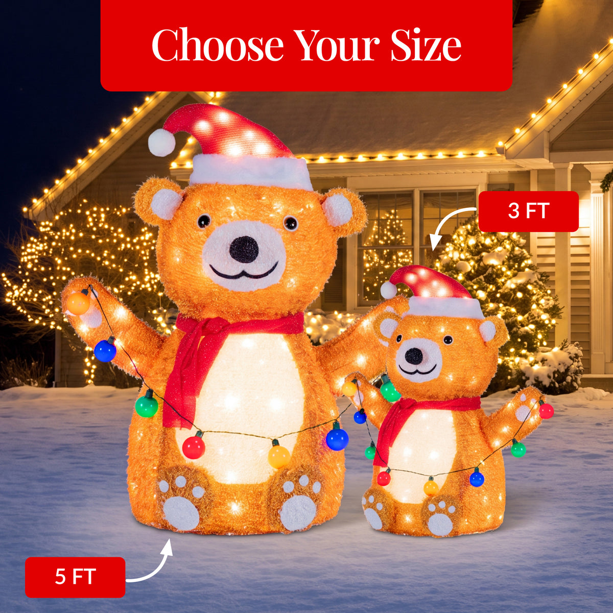 Lighted PopUp Teddy Bear Large Outdoor Christmas Holiday Decoration LEDs