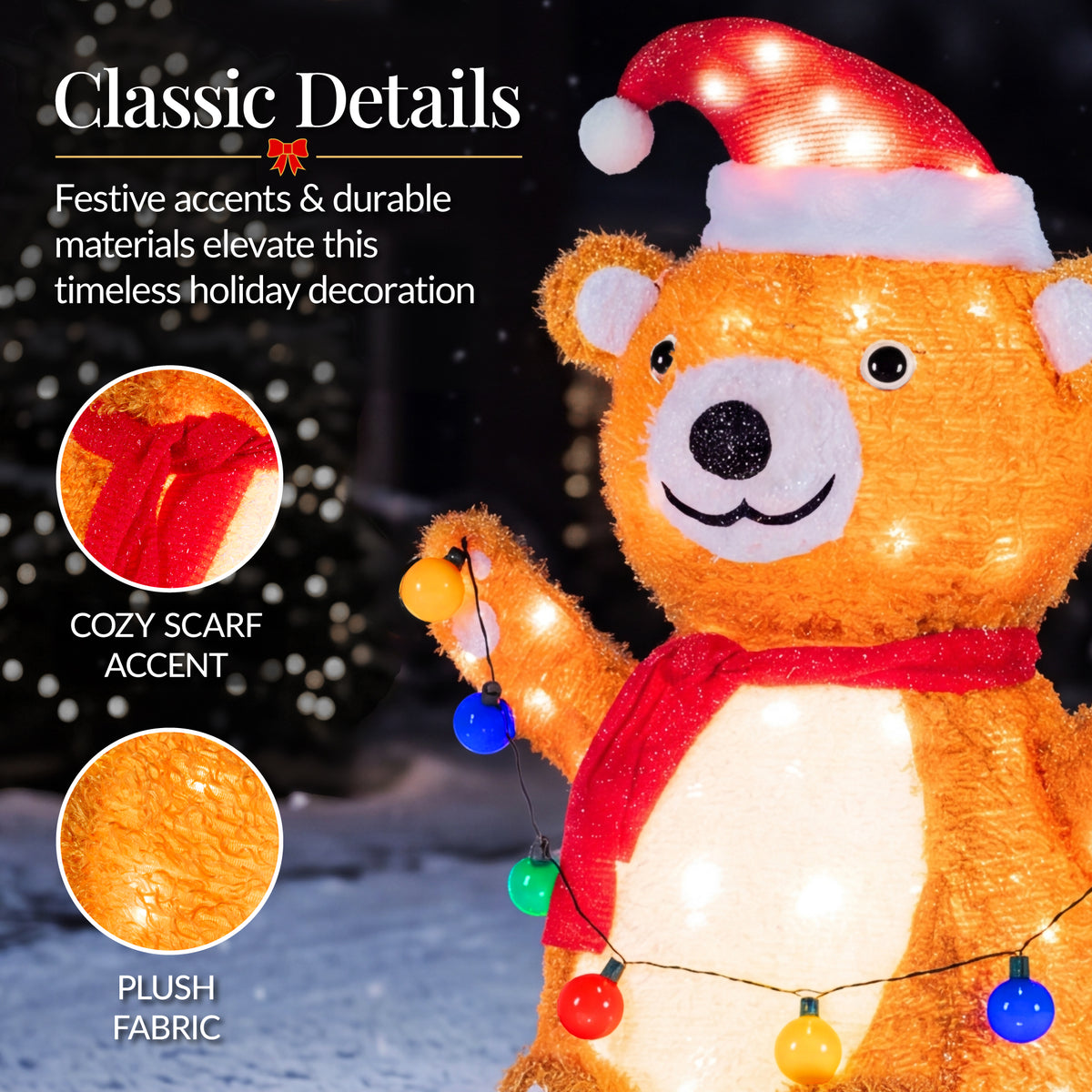 Lighted PopUp Teddy Bear Large Outdoor Christmas Holiday Decoration LEDs