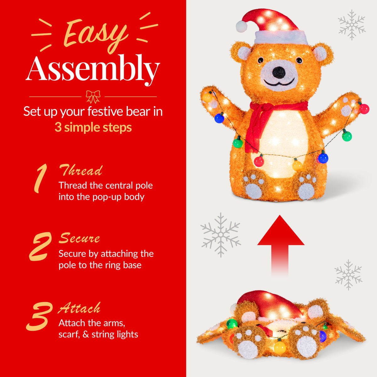Lighted PopUp Teddy Bear Large Outdoor Christmas Holiday Decoration LEDs