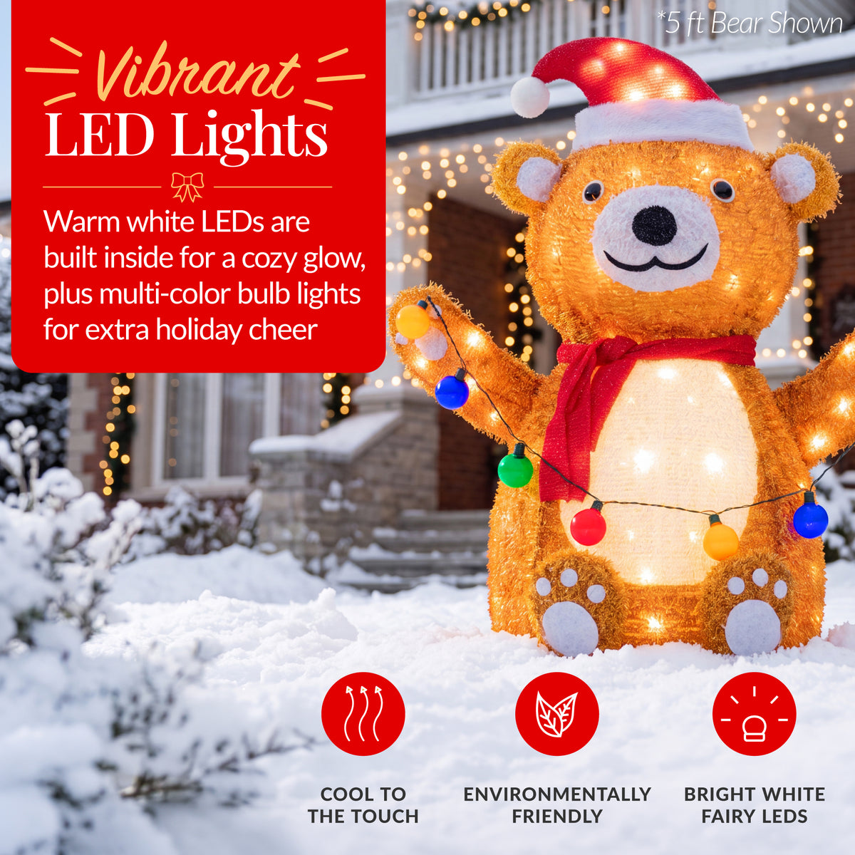 Lighted PopUp Teddy Bear Large Outdoor Christmas Holiday Decoration LEDs