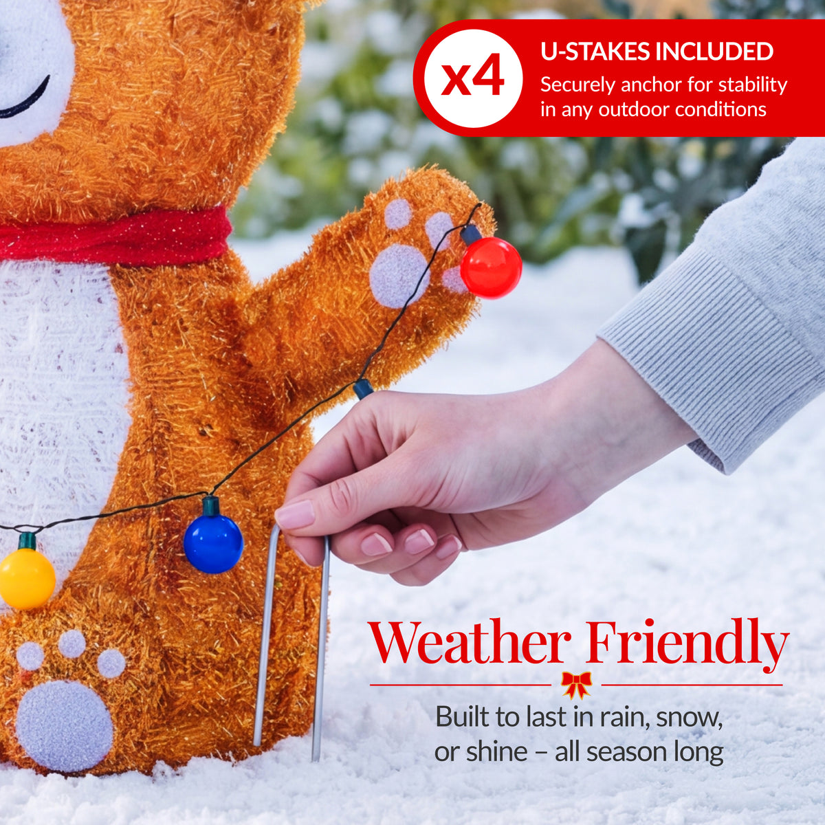 Lighted PopUp Teddy Bear Large Outdoor Christmas Holiday Decoration LEDs