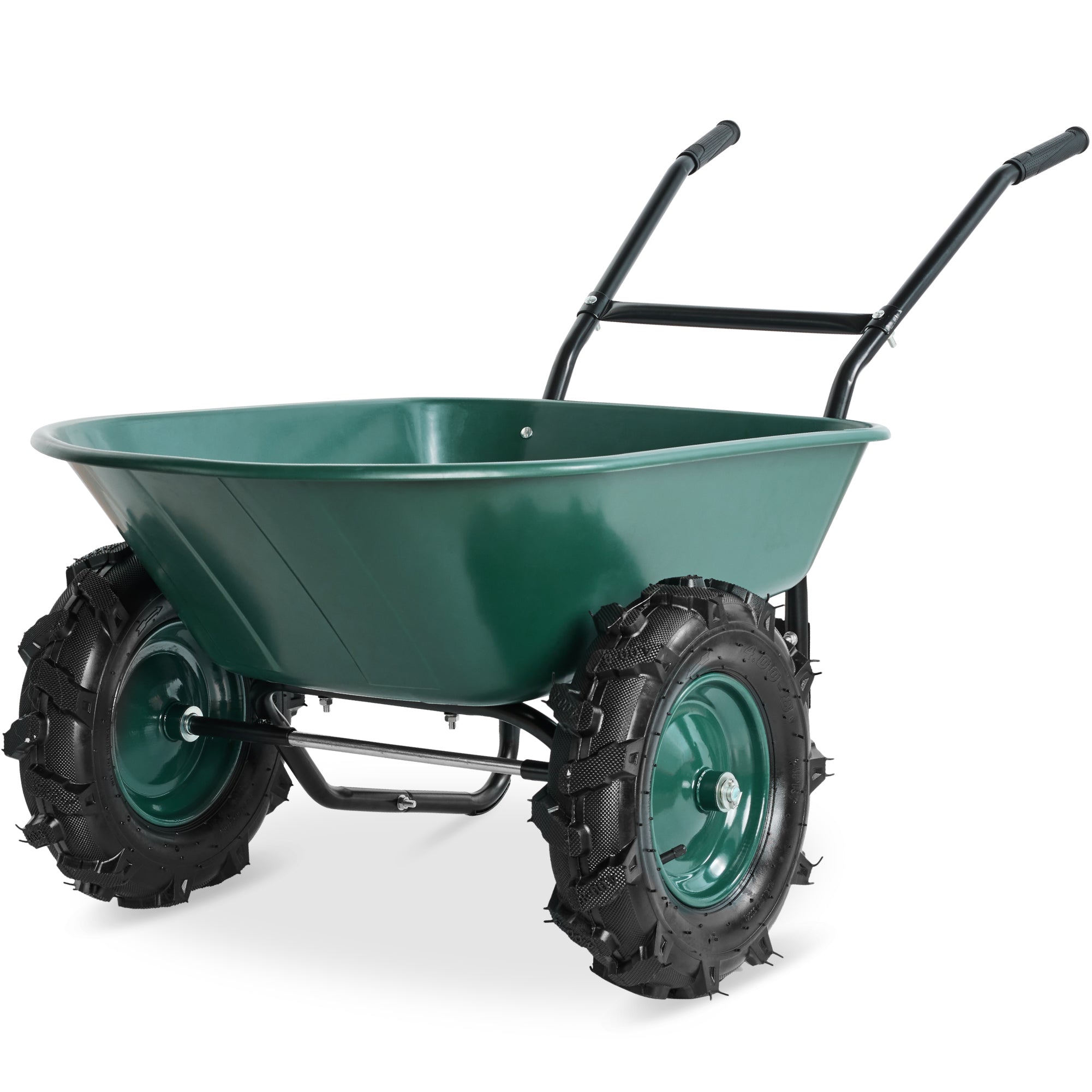 Dual-Wheel Wheelbarrow w/Built in Stand, 500lb Capacity, Extra Large Wheels