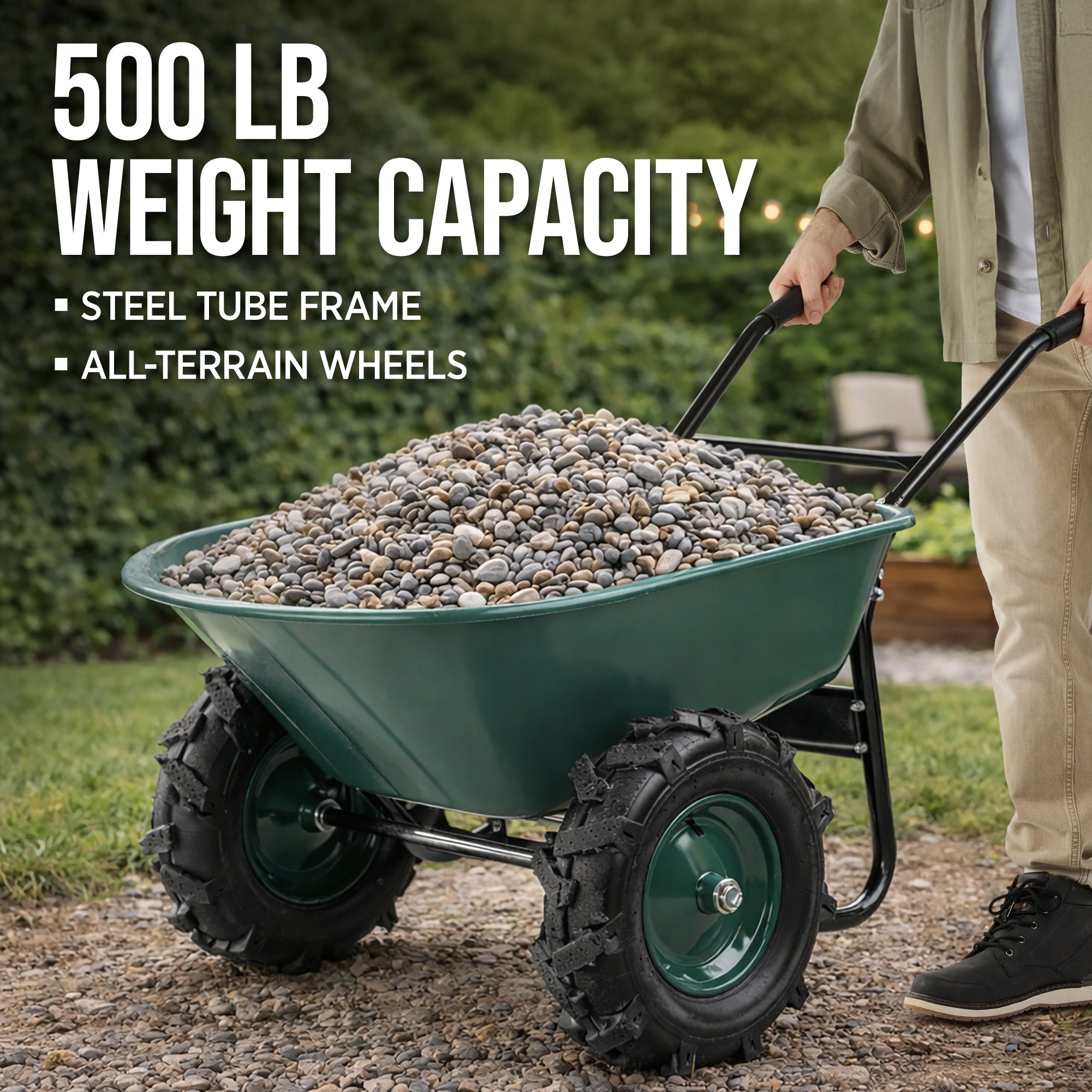 Best Choice Products Dual-Wheel Wheelbarrow Garden Cart - Thumbnail 4