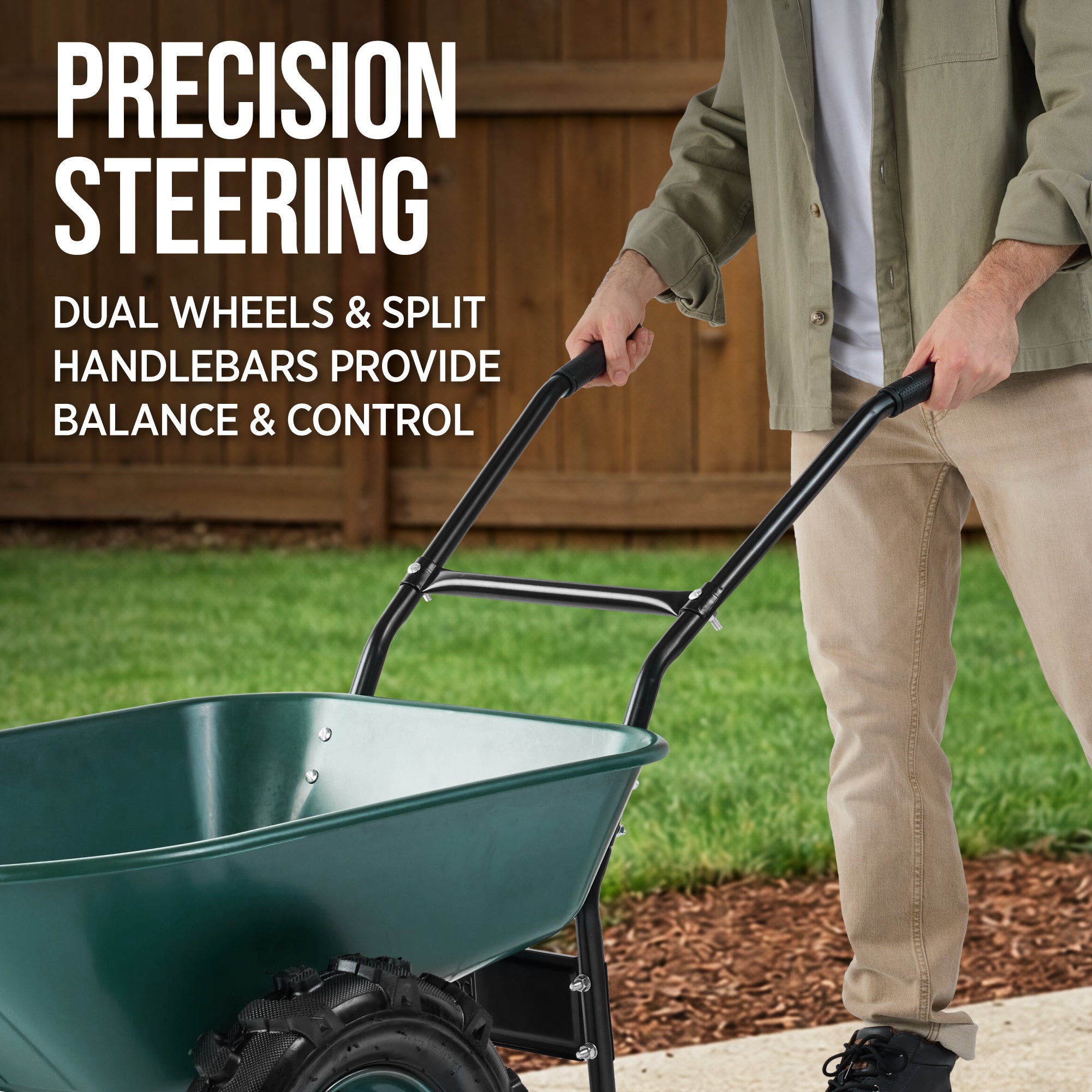 Dual-Wheel Wheelbarrow w/Built in Stand, 500lb Capacity, Extra Large Wheels