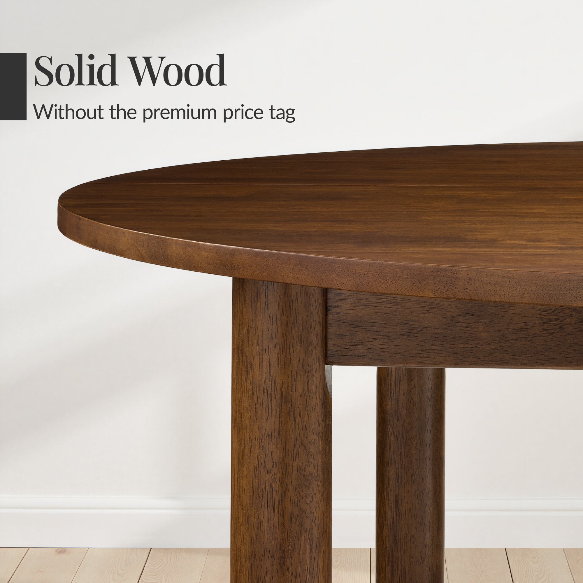 47in Round Solid Wood Dining Table, Modern Farmhouse Table For 4
