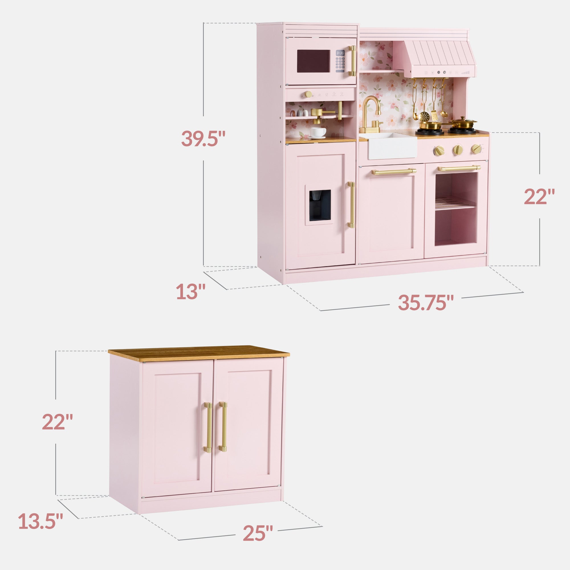 Pretend Kitchen Toy Set for Kids w/Lights, Sounds, Island, Espresso Machine