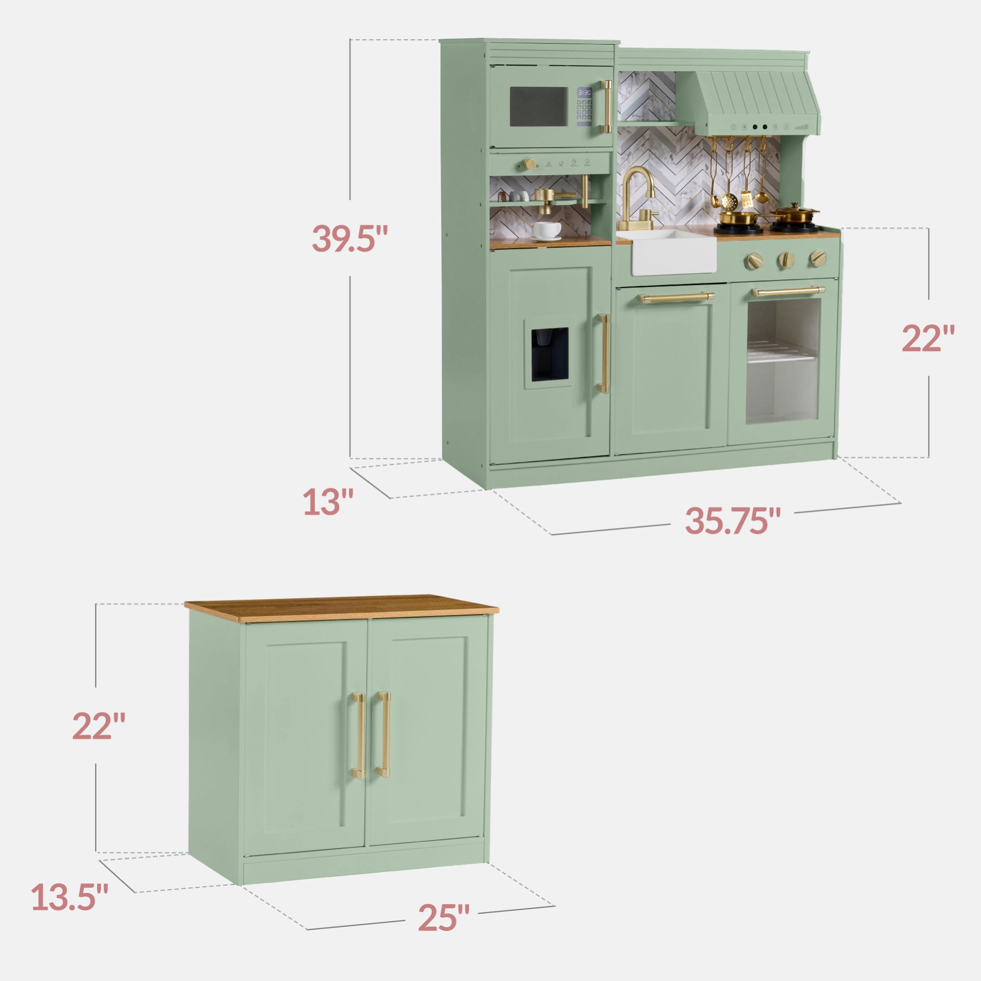 Pretend Kitchen Toy Set for Kids w/Lights, Sounds, Island, Espresso Machine