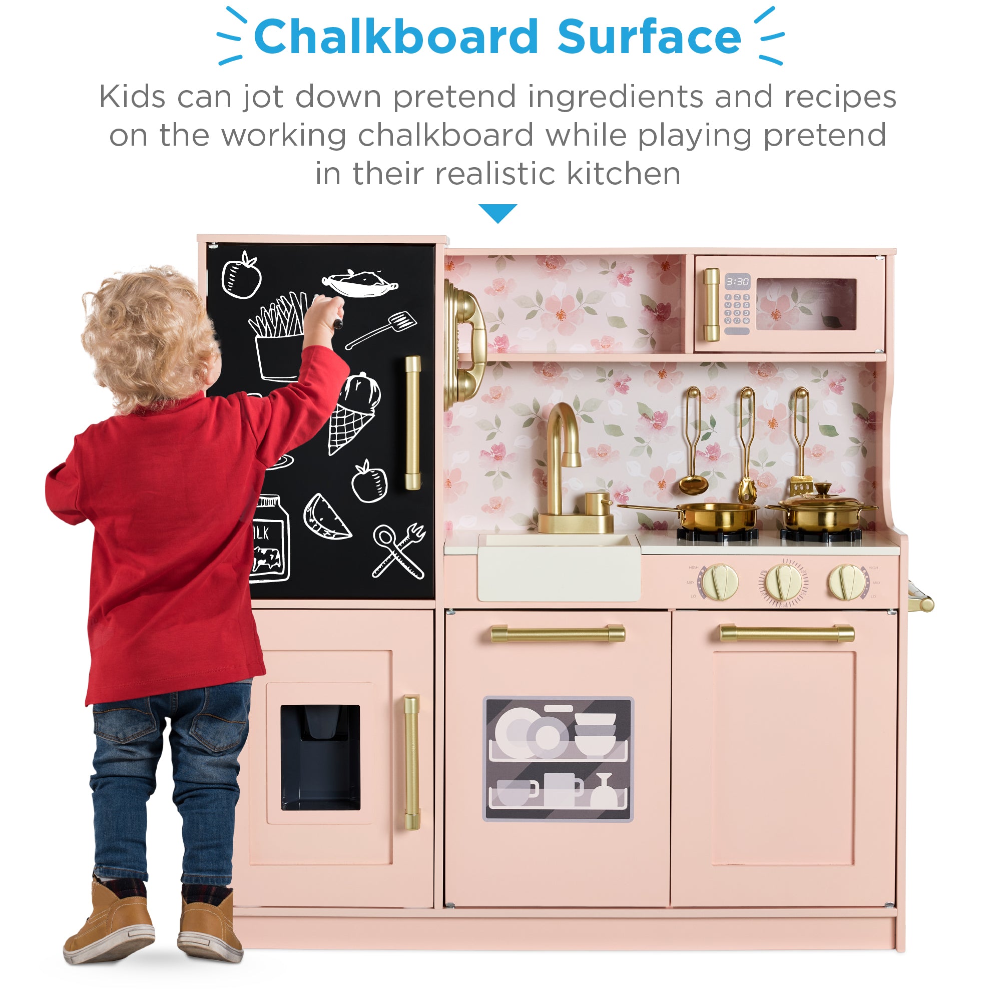 Pretend Play Kitchen Wooden Toy Set for Kids with 11 Accessories