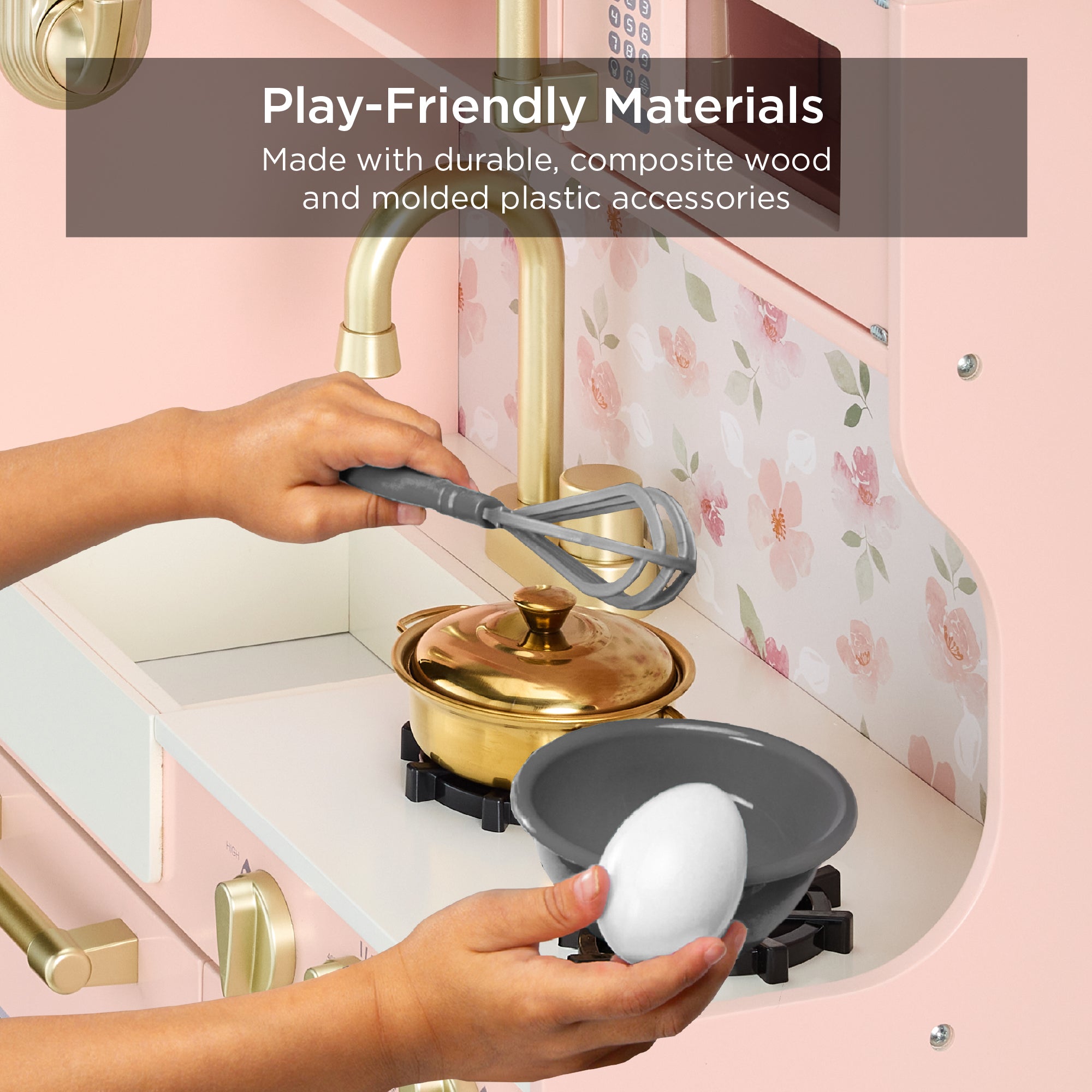 Pretend Play Kitchen Wooden Toy Set for Kids with 11 Accessories