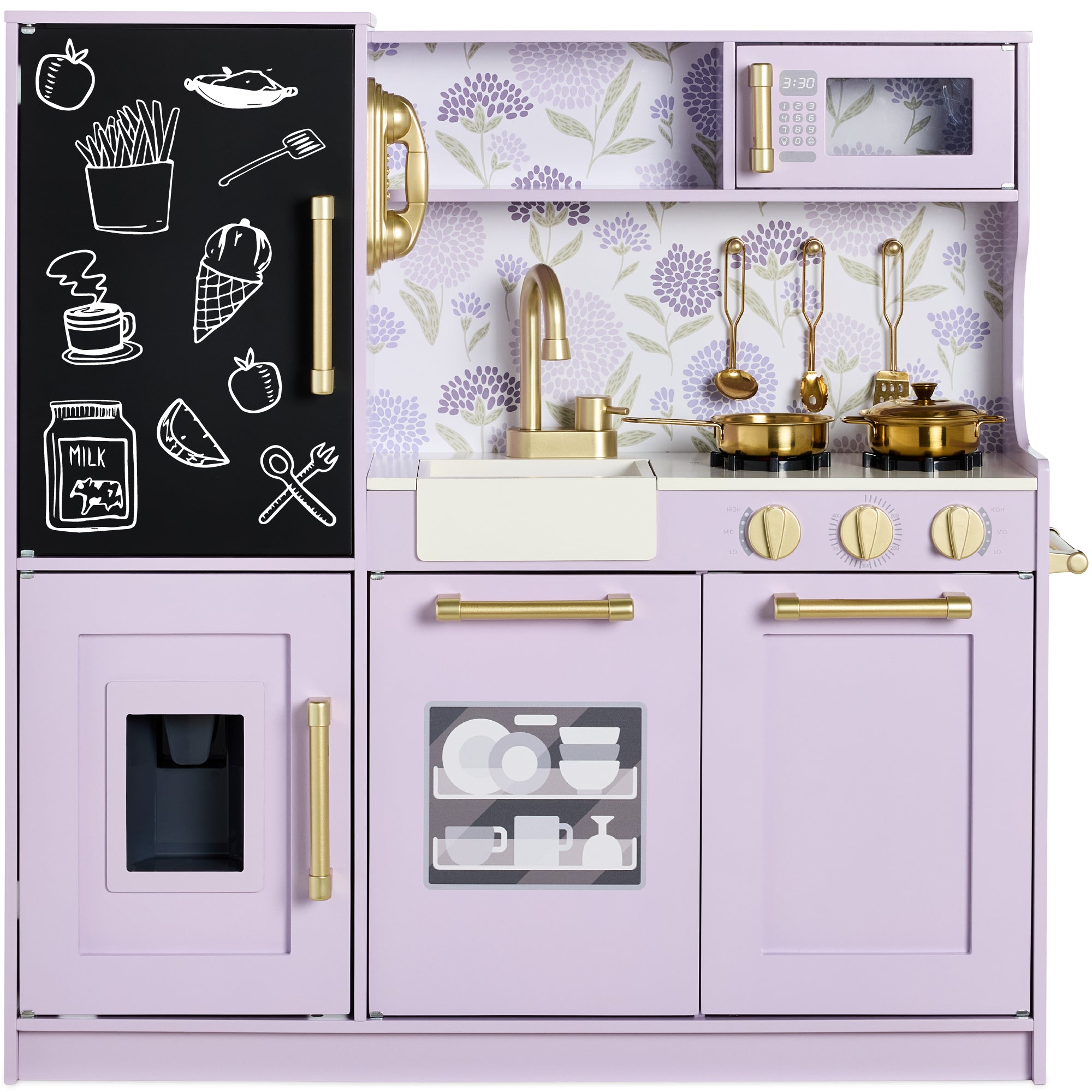 Pretend Play Kitchen Wooden Toy Set for Kids with 11 Accessories