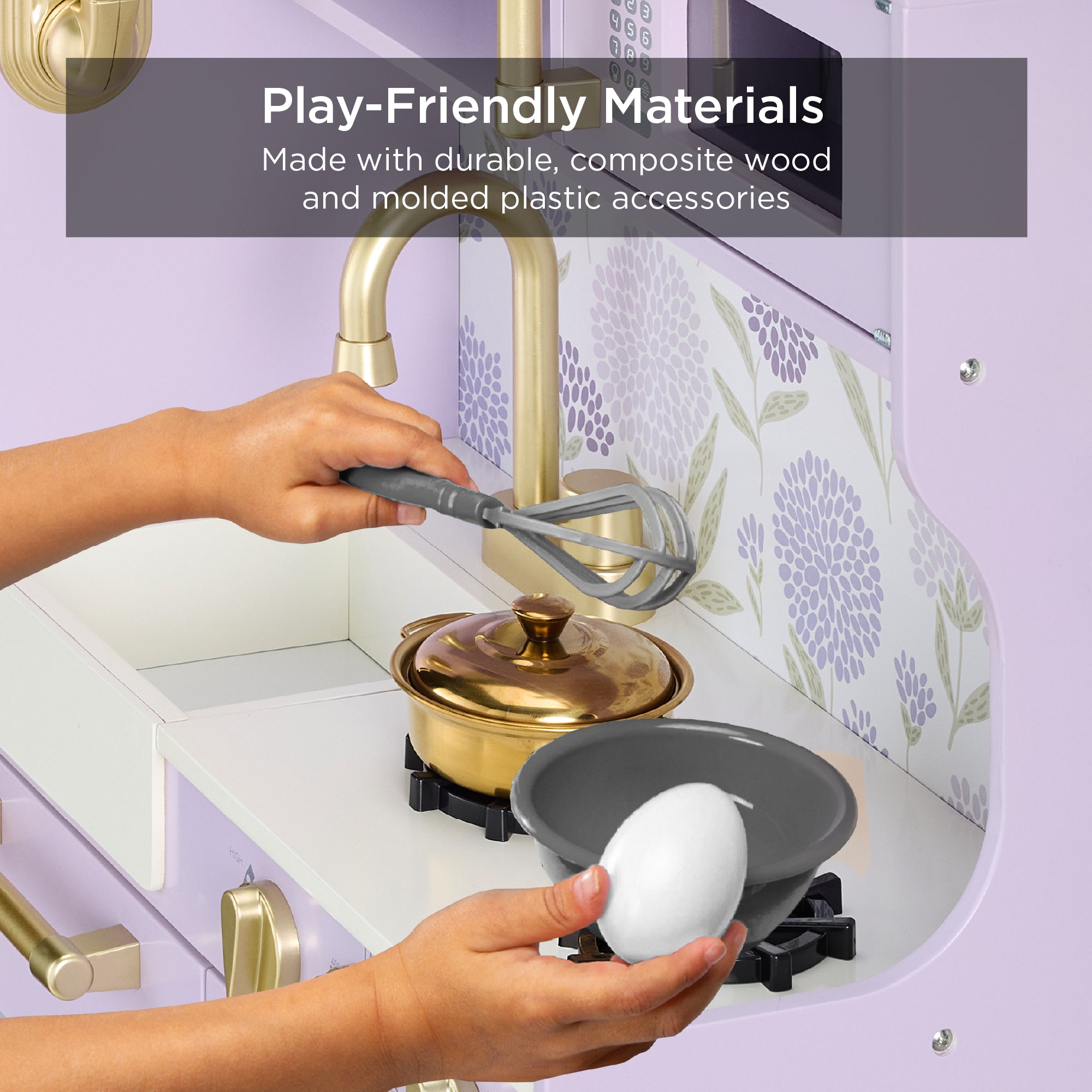 Pretend Play Kitchen Wooden Toy Set for Kids with 11 Accessories