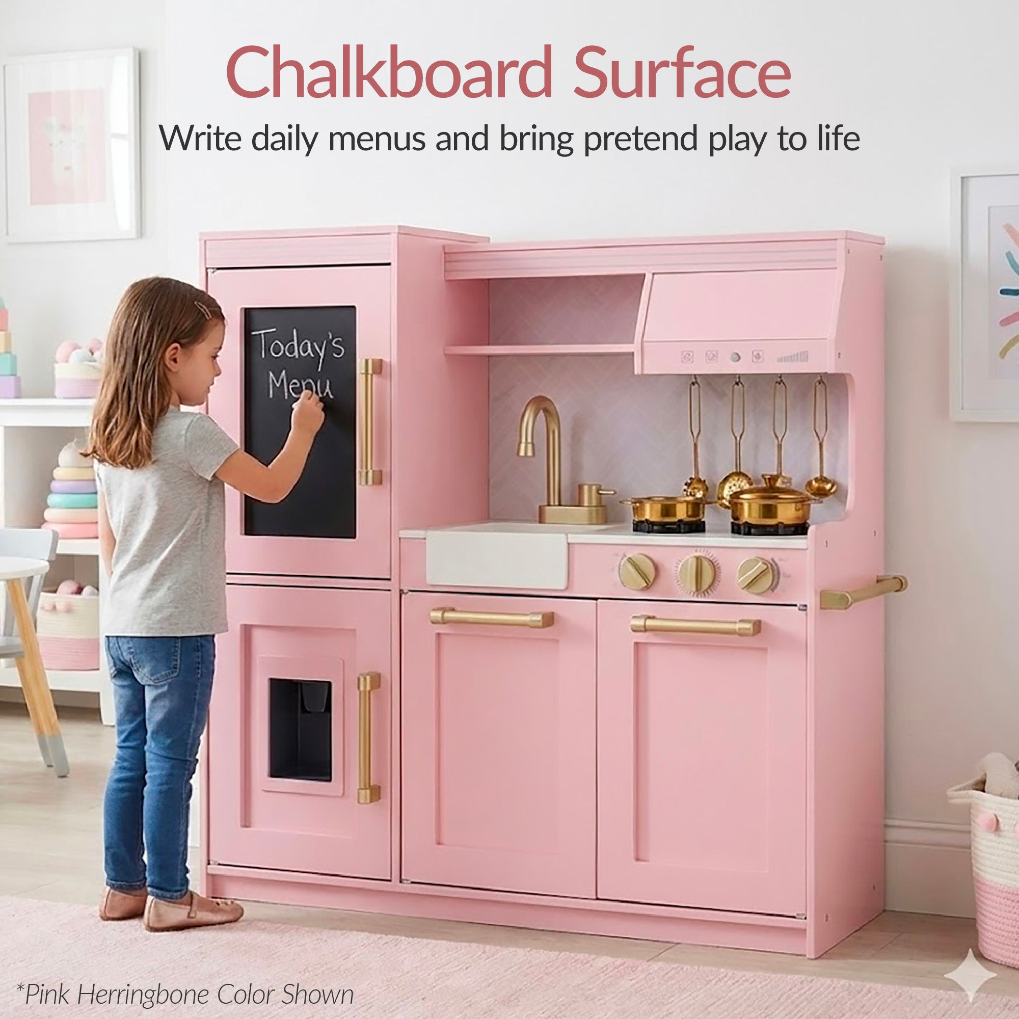 Pretend Play Kitchen with Framed Chalkboard