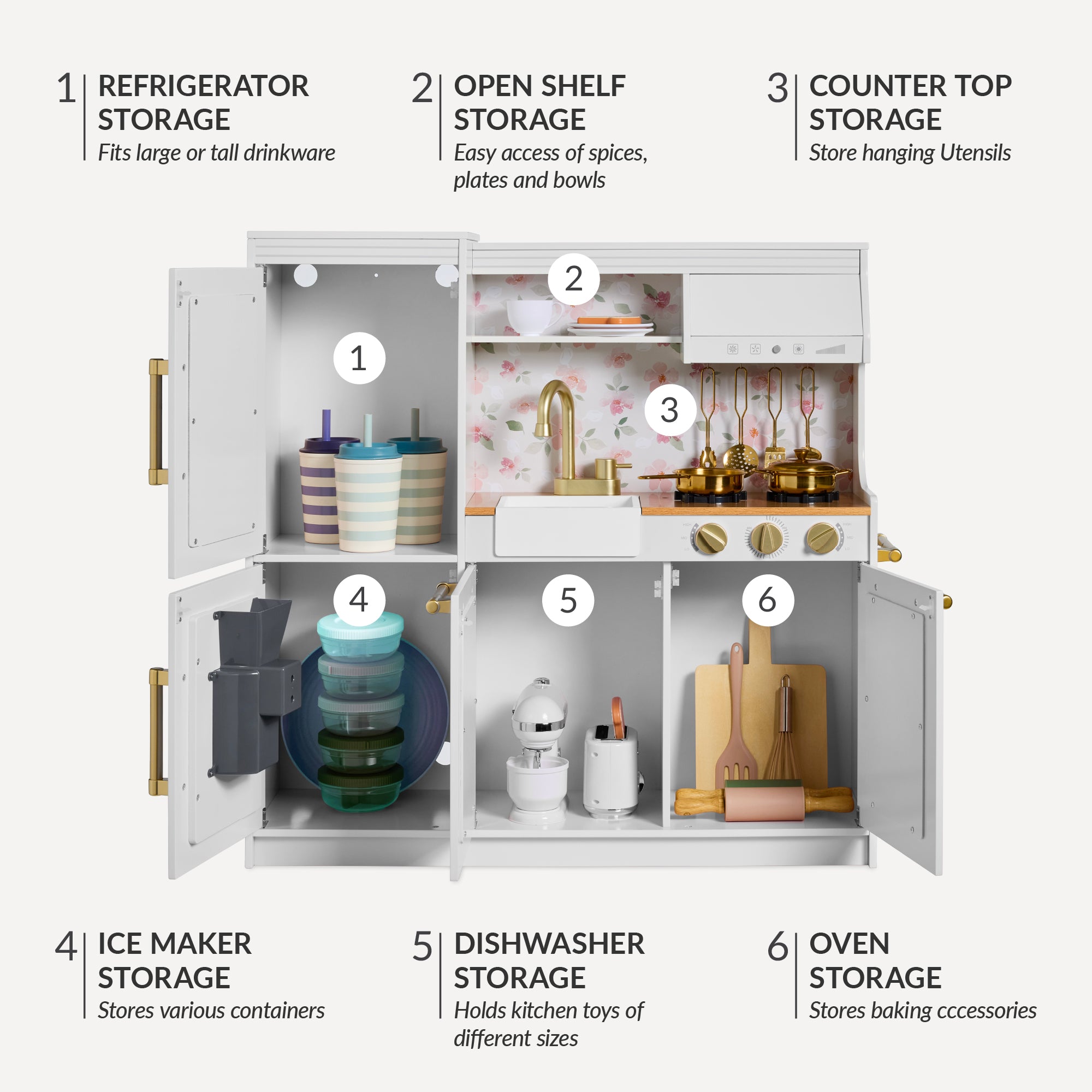 Pretend Play Kitchen with Framed Chalkboard