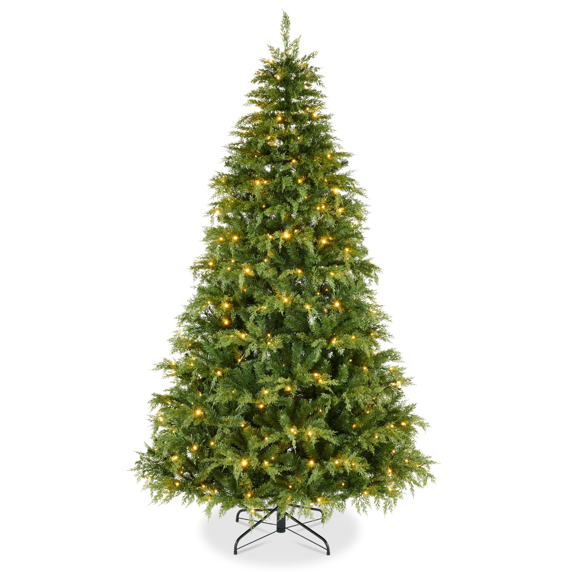 Pre-Lit Cedar Cypress Christmas Tree w/ Twinkling Lights