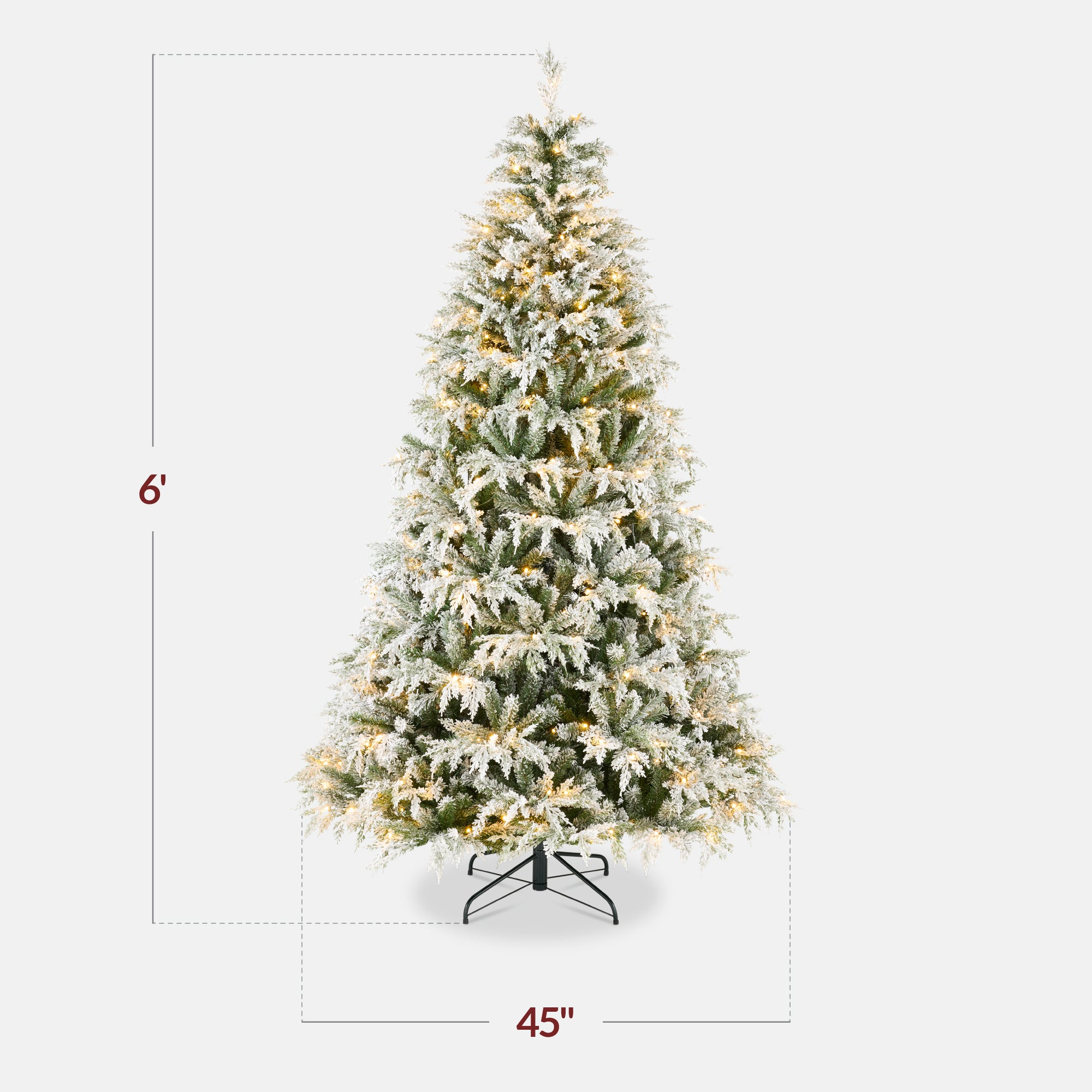 Pre-Lit Flocked Cedar Cypress Christmas Tree w/ Twinkling Lights