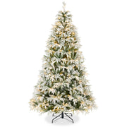 Pre-Lit Flocked Cedar Cypress Christmas Tree w/ Twinkling Lights