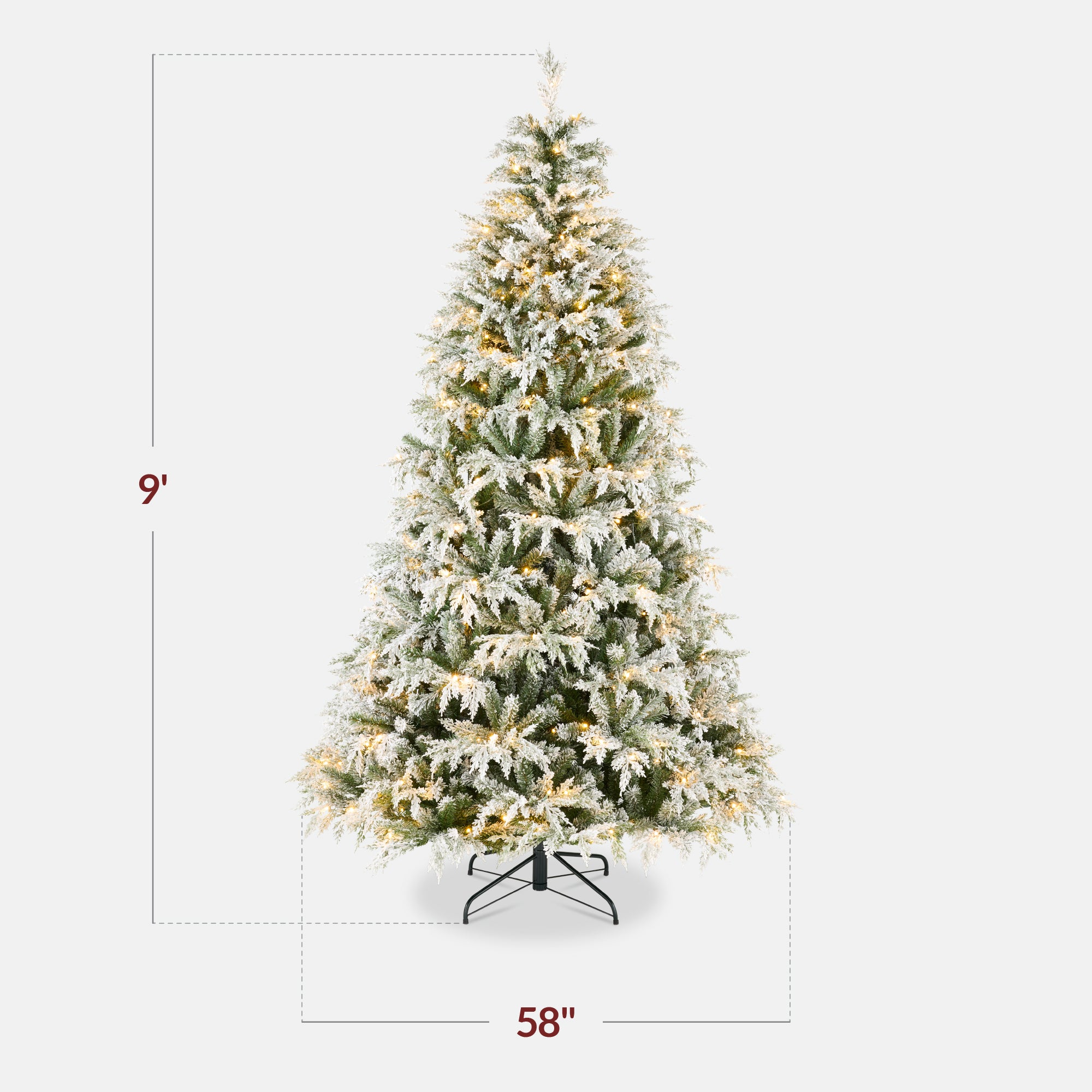 Pre-Lit Flocked Cedar Cypress Christmas Tree w/ Twinkling Lights