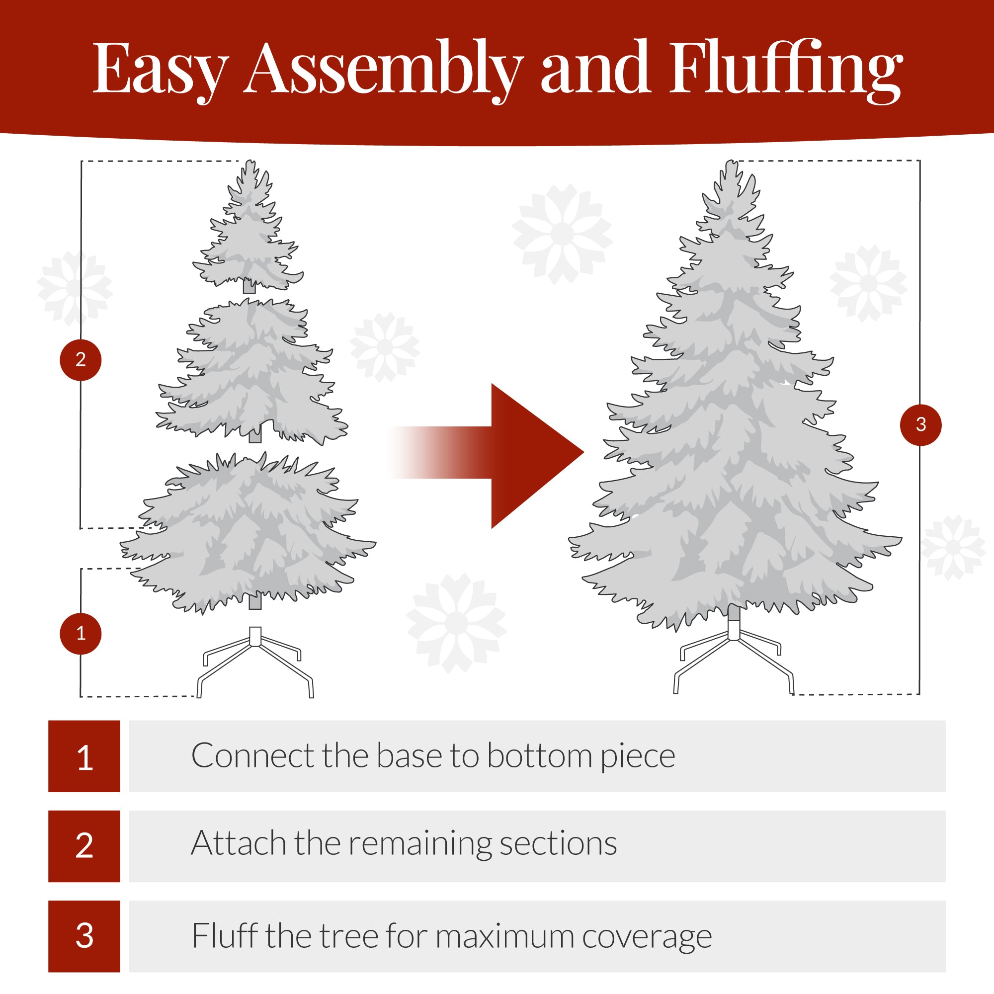 Artificial Frosted Pine Christmas Tree, Unlit Pine Design w/Easy Assembly