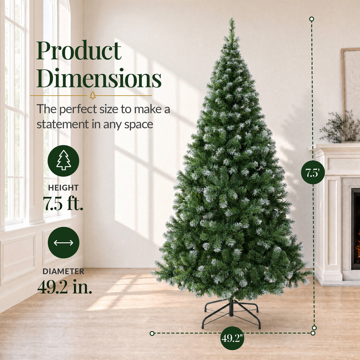Artificial Christmas Tree, Frosted Premium Unlit Design