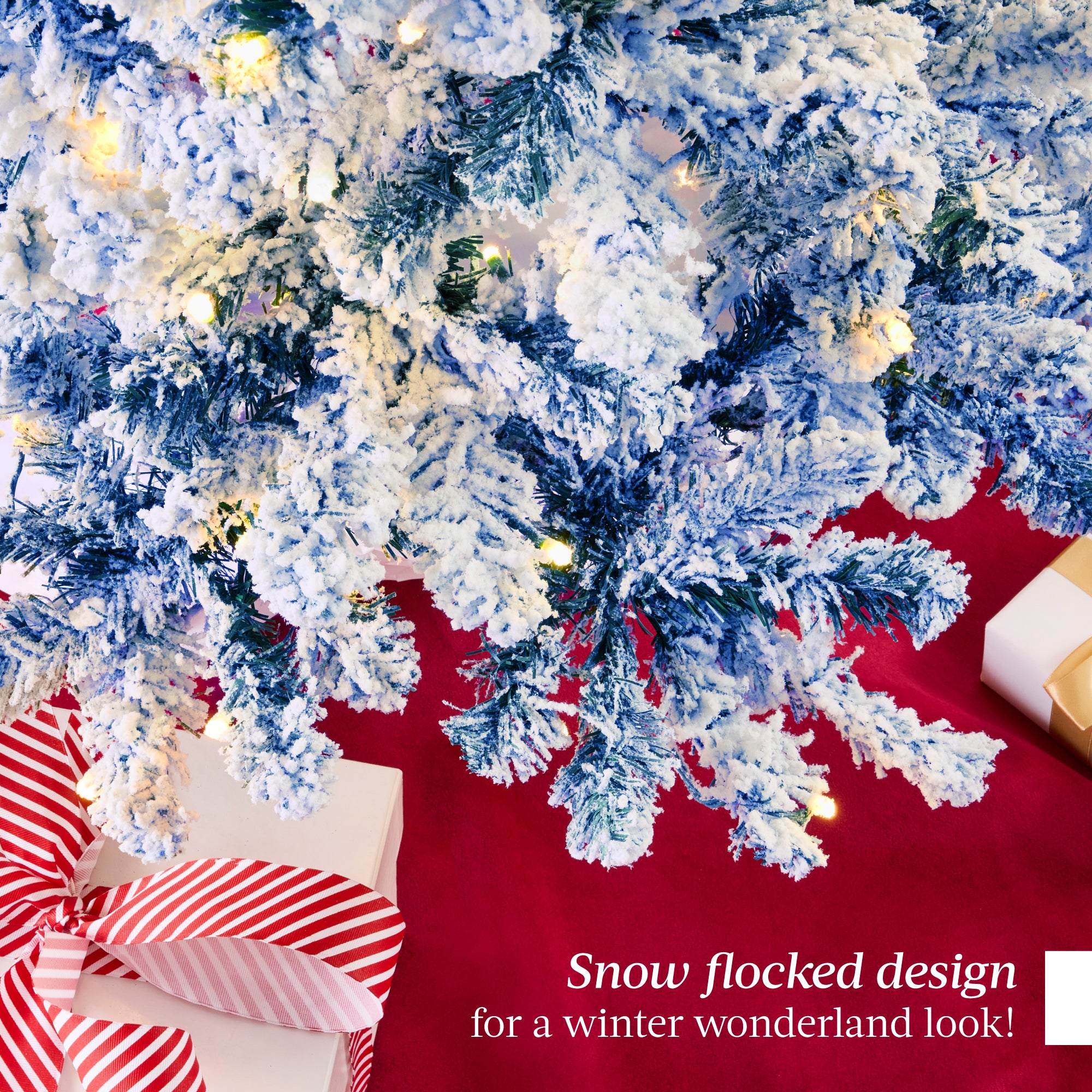 Pre-lit Christmas Tree, Snow Flocked Holiday Decor w/Twinkle Lights