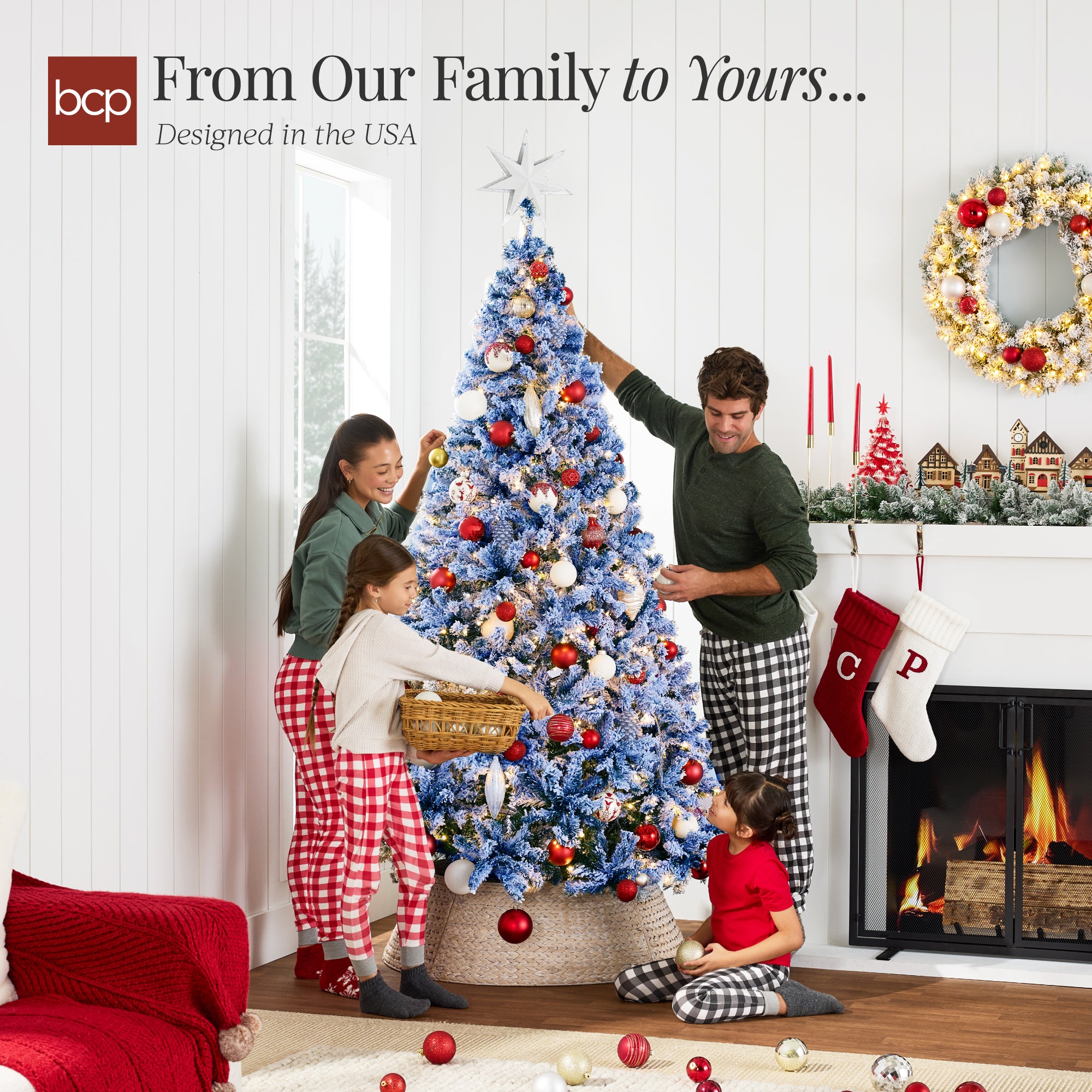 Pre-lit Christmas Tree, Snow Flocked Holiday Decor w/Twinkle Lights