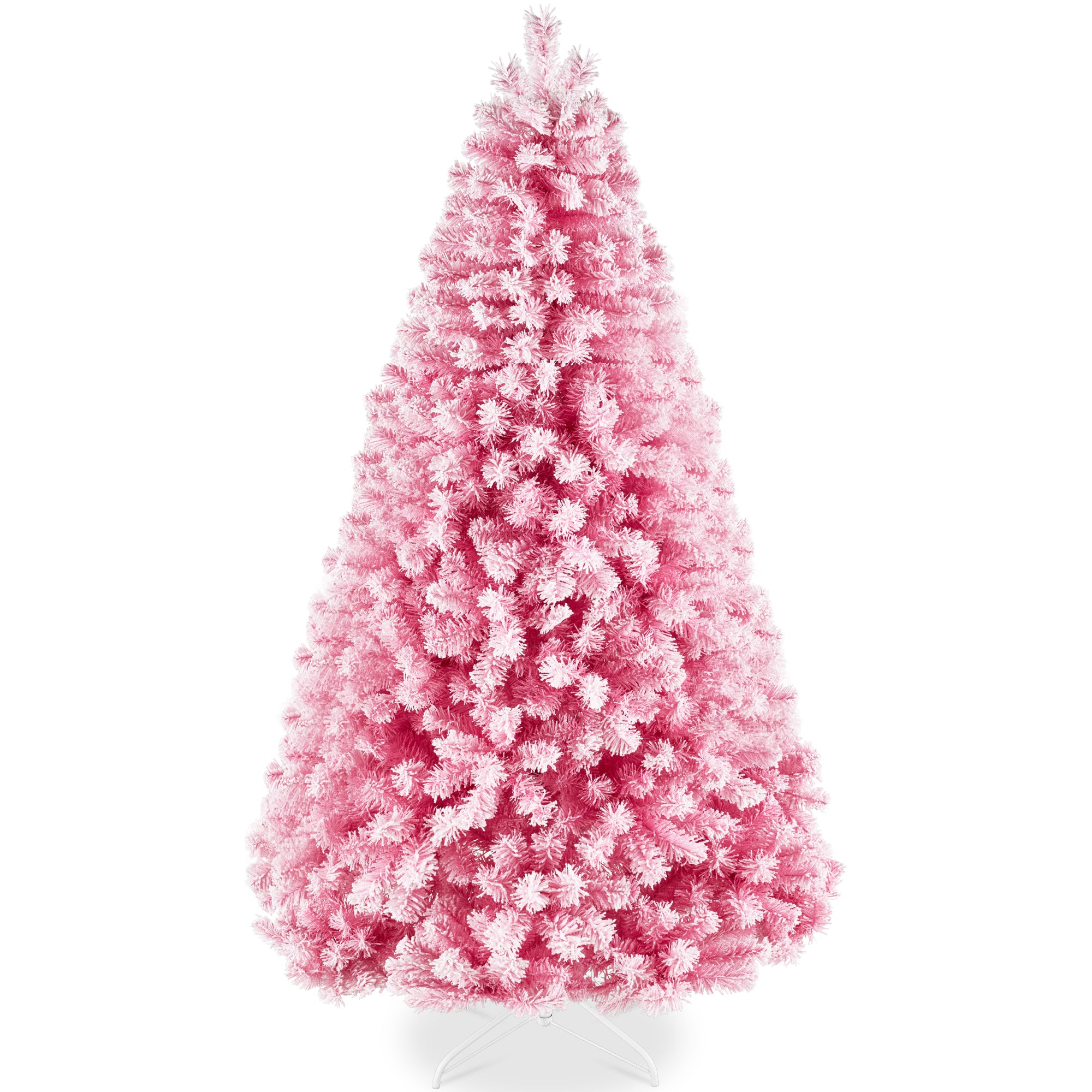 Snow Flocked Colorful Artificial Pine Christmas Tree w/ Foldable