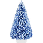 Snow Flocked Colorful Artificial Pine Christmas Tree w/ Foldable Metal Base