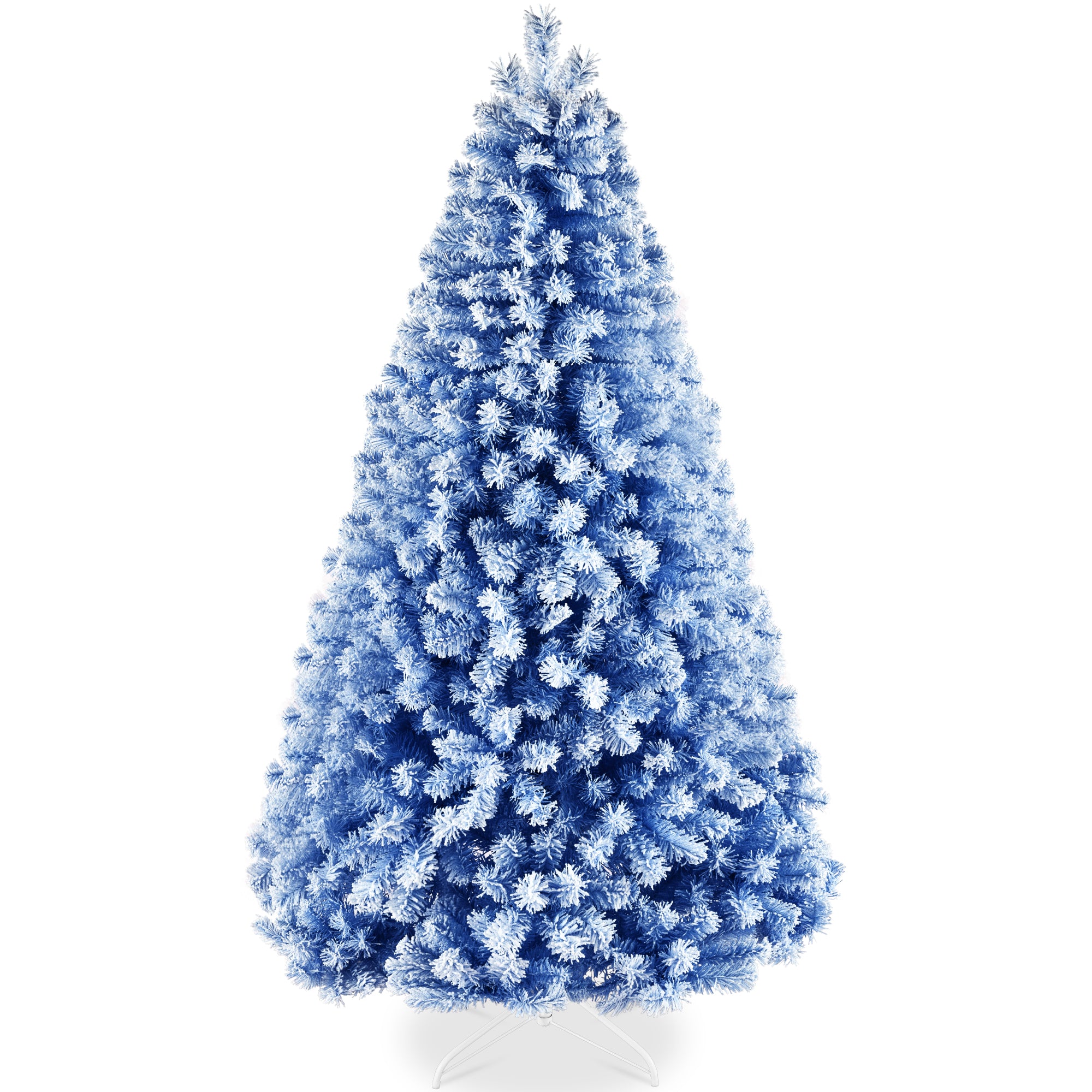 Snow Flocked Colorful Artificial Pine Christmas Tree w/ Foldable Metal Base