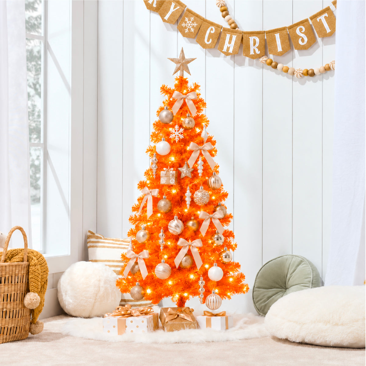 Pre-lit Colorful Mini Spruce Christmas Tree w/ LED Lights - 4ft