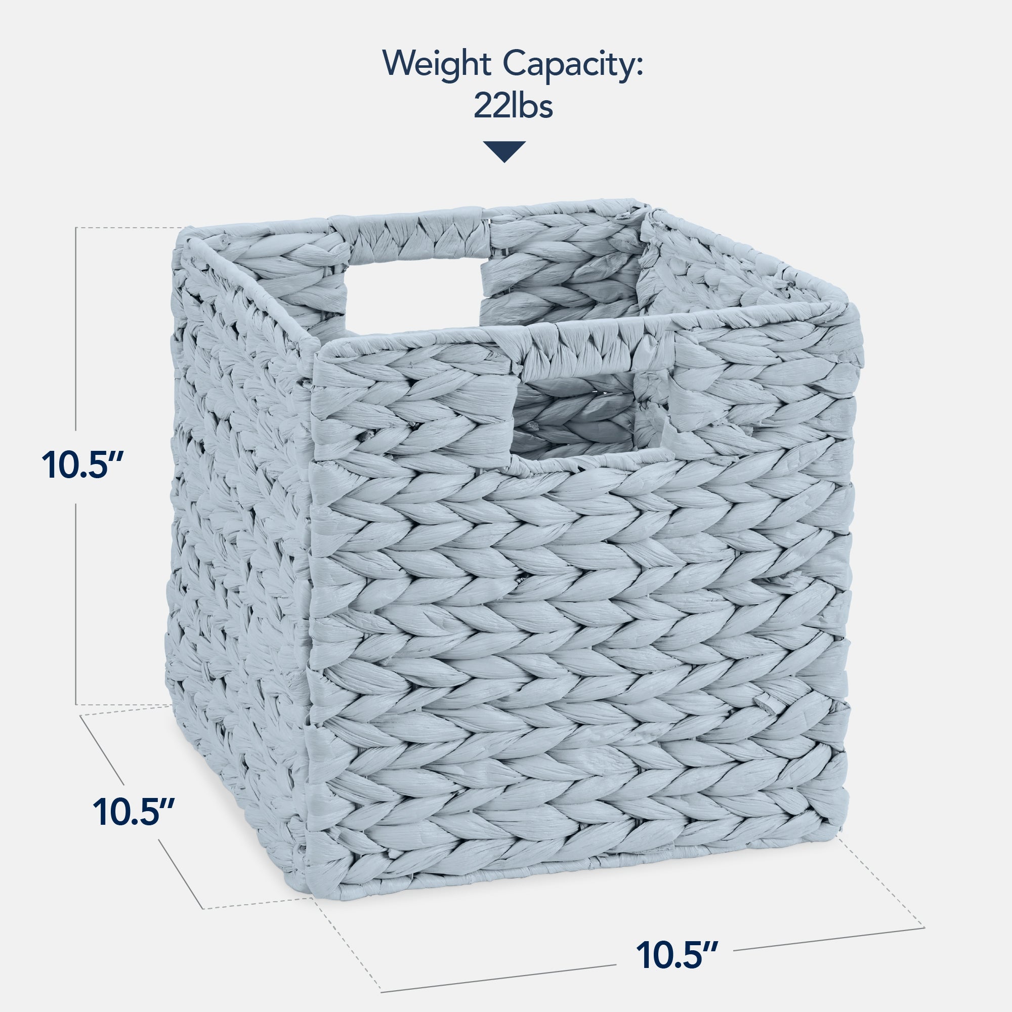 Set of 5 Collapsible Hyacinth Storage Baskets w/ Inserts - 10.5x10.5in