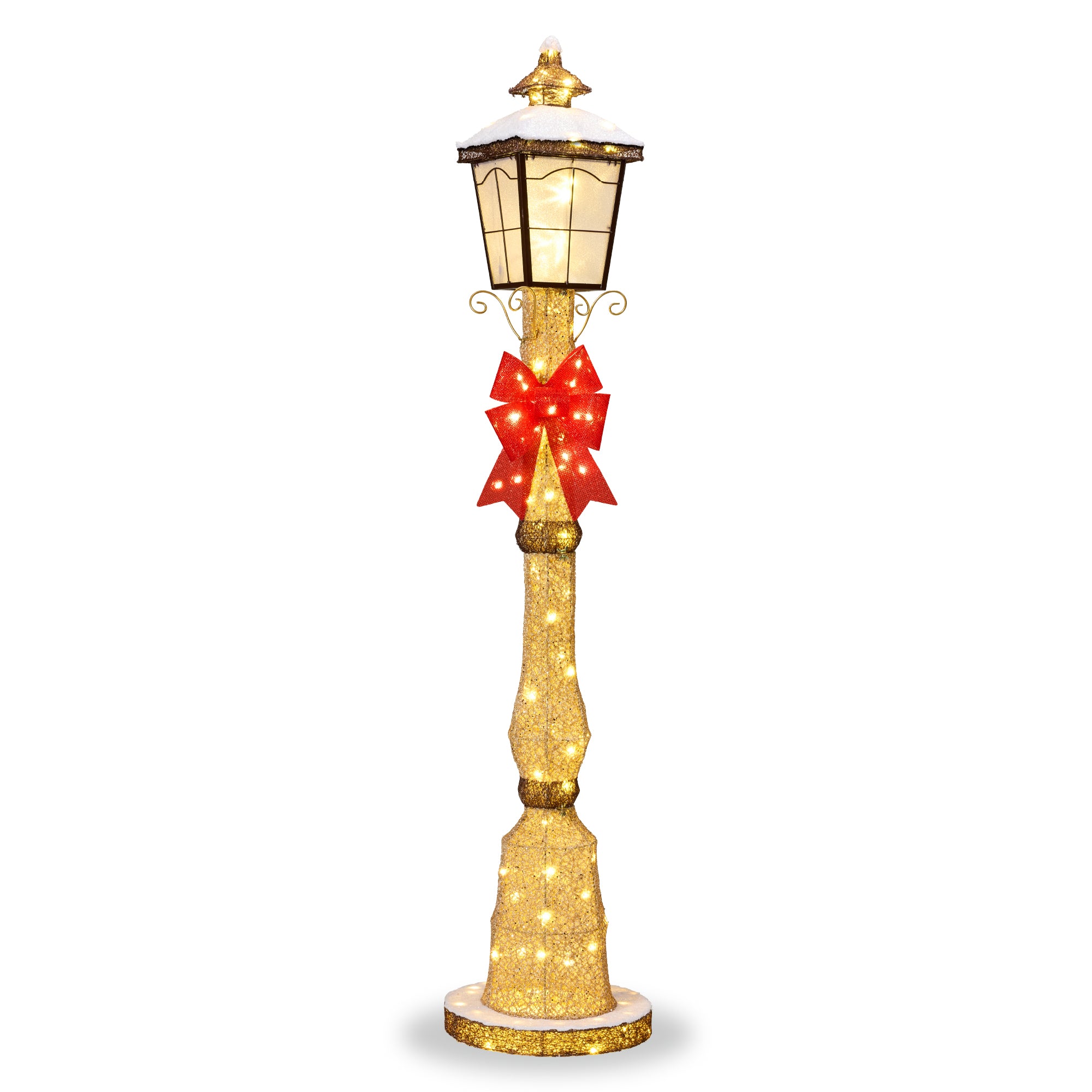 Pre-lit 6ft Christmas Lamppost Decoration with Lighted Bow