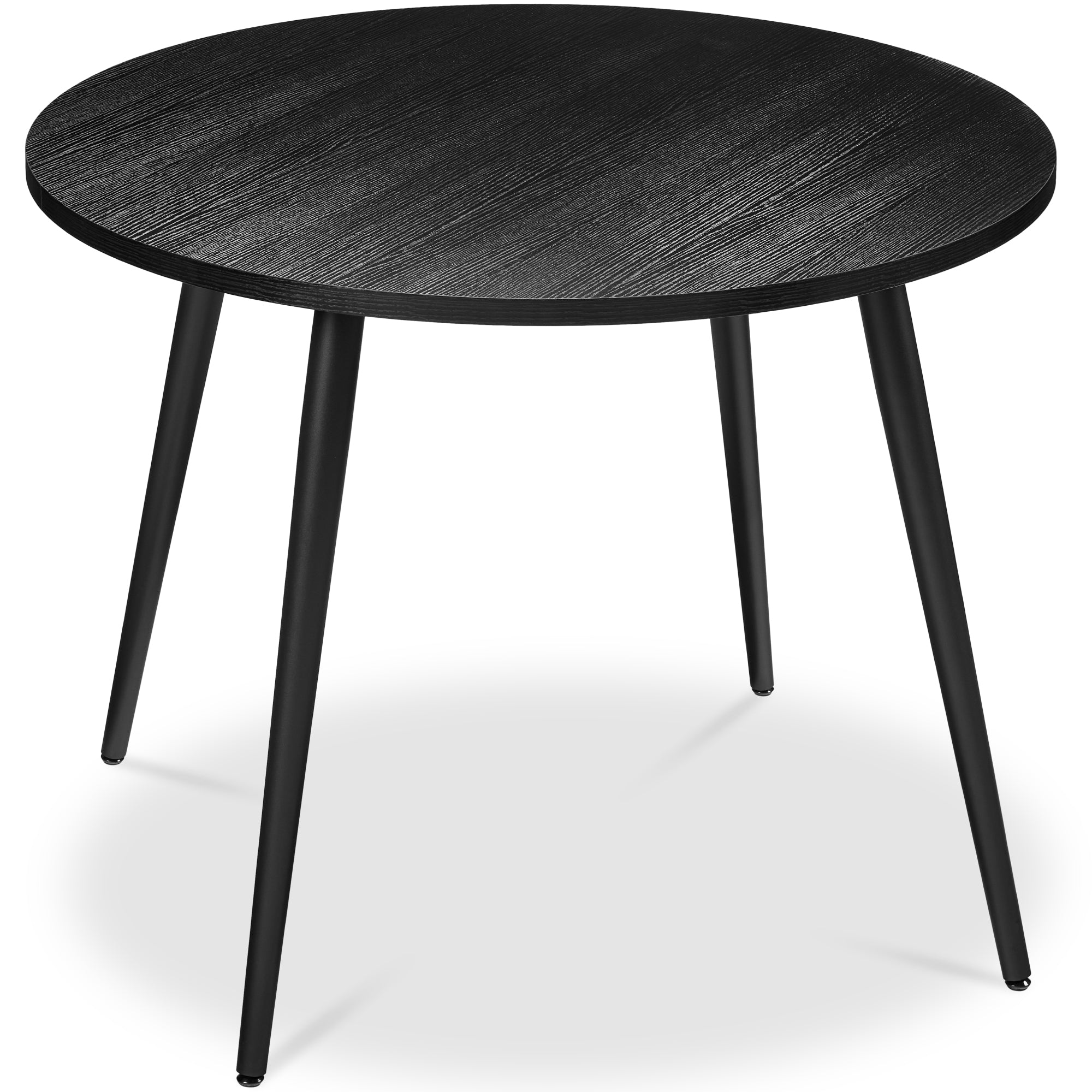 Round Mid-Century Modern 35.5in Dining Table, Dinette for Home or Kitchen w/Wood Finish Steel Legs