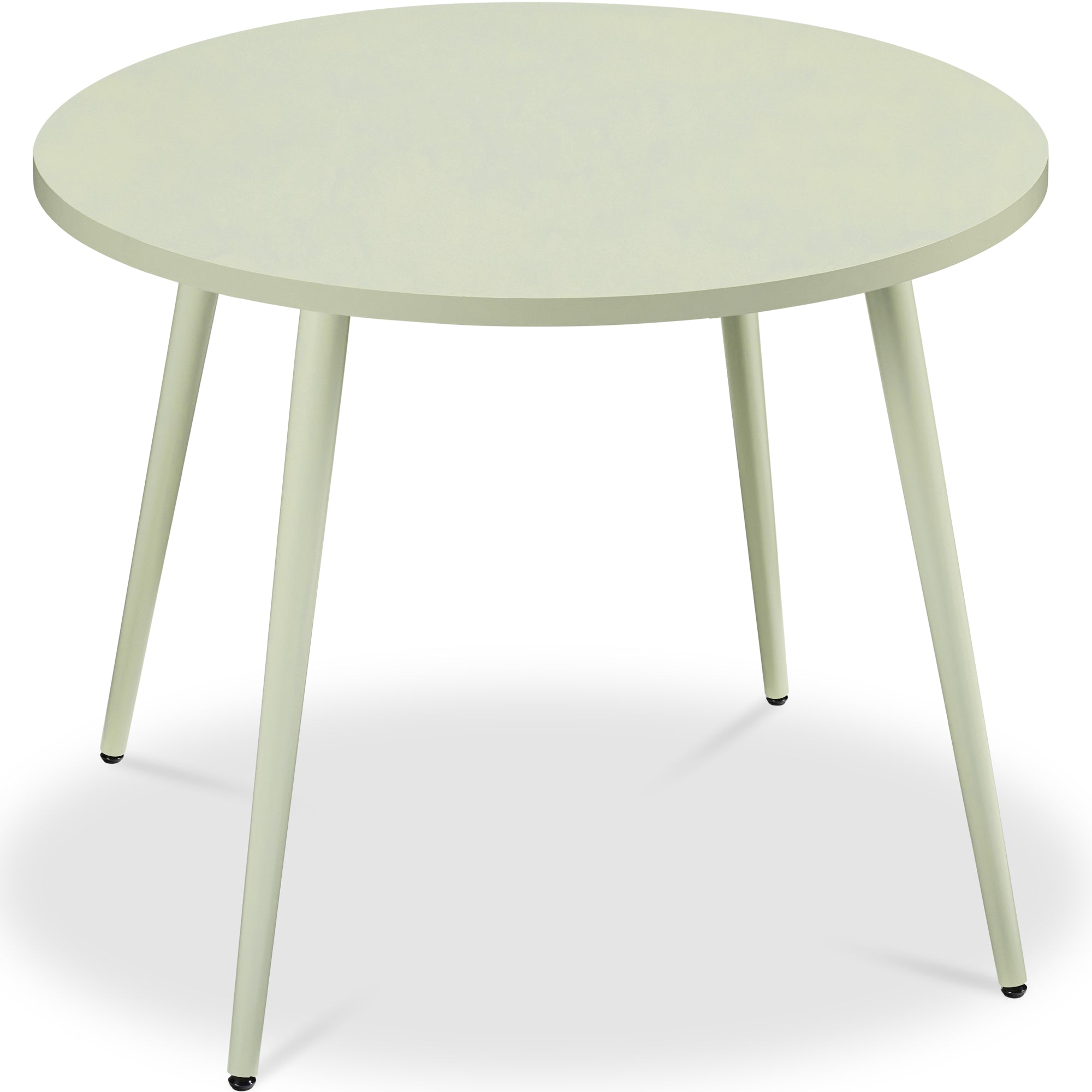 Round Mid-Century Modern 35.5in Dining Table, Dinette for Home or Kitchen w/Wood Finish Steel Legs