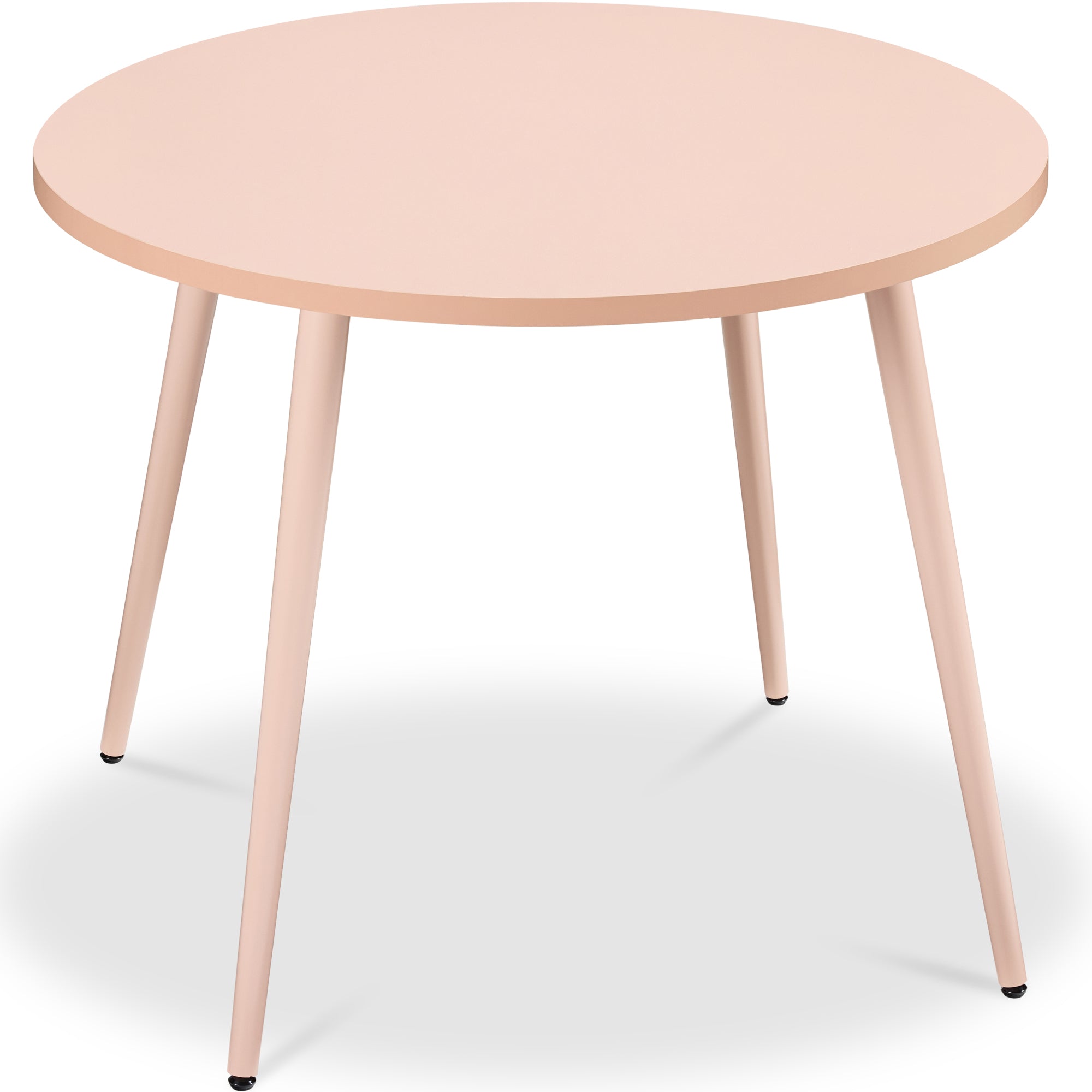 Round Mid-Century Modern 35.5in Dining Table, Dinette for Home or Kitchen w/Wood Finish Steel Legs