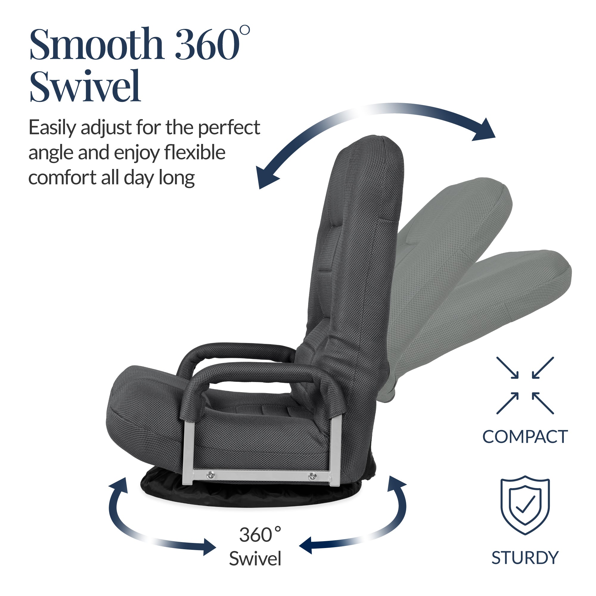 Gaming Floor Chair w/ 360-Degree Swivel, Armrest, Adjustable Backrest