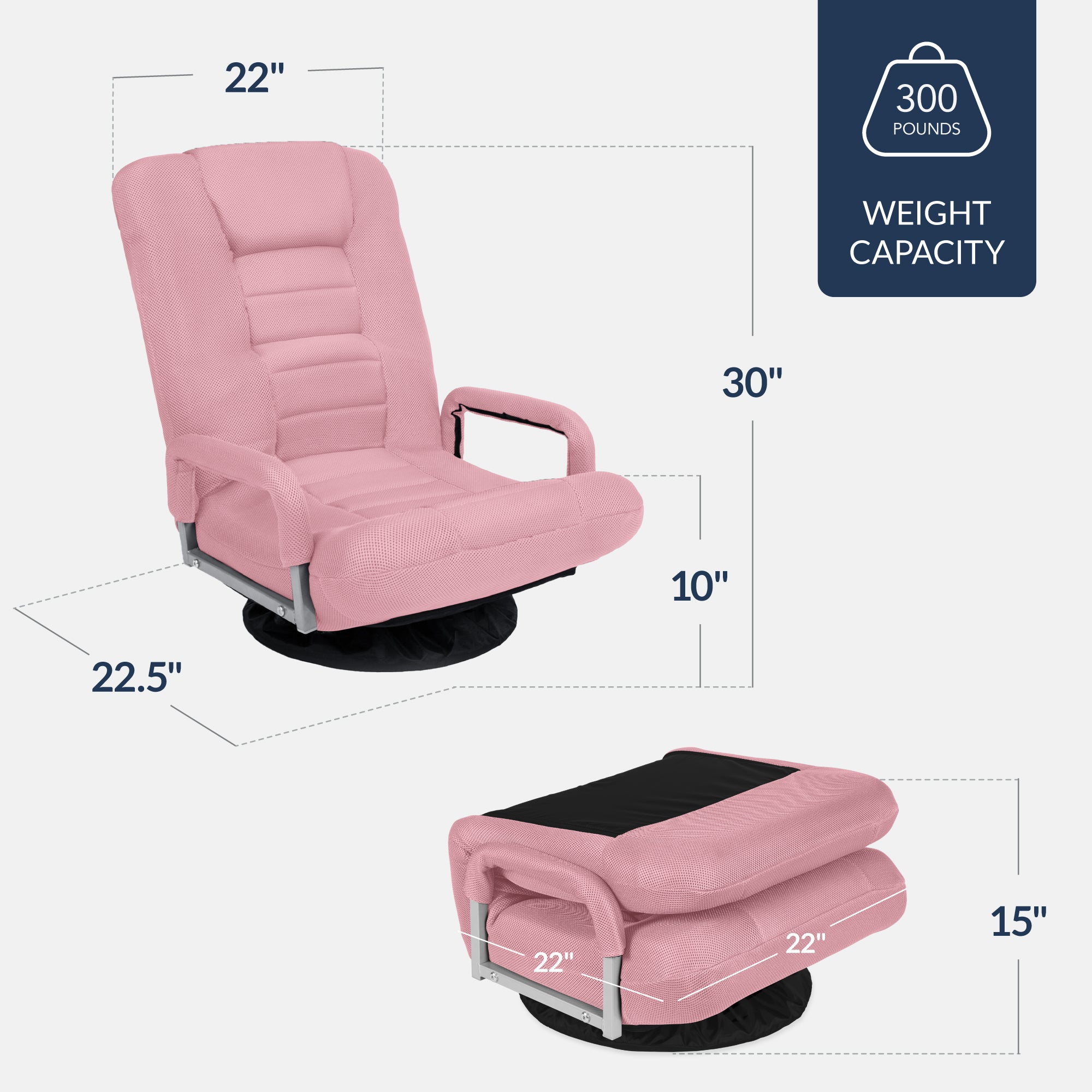 Gaming Floor Chair w/ 360-Degree Swivel, Armrest, Adjustable Backrest