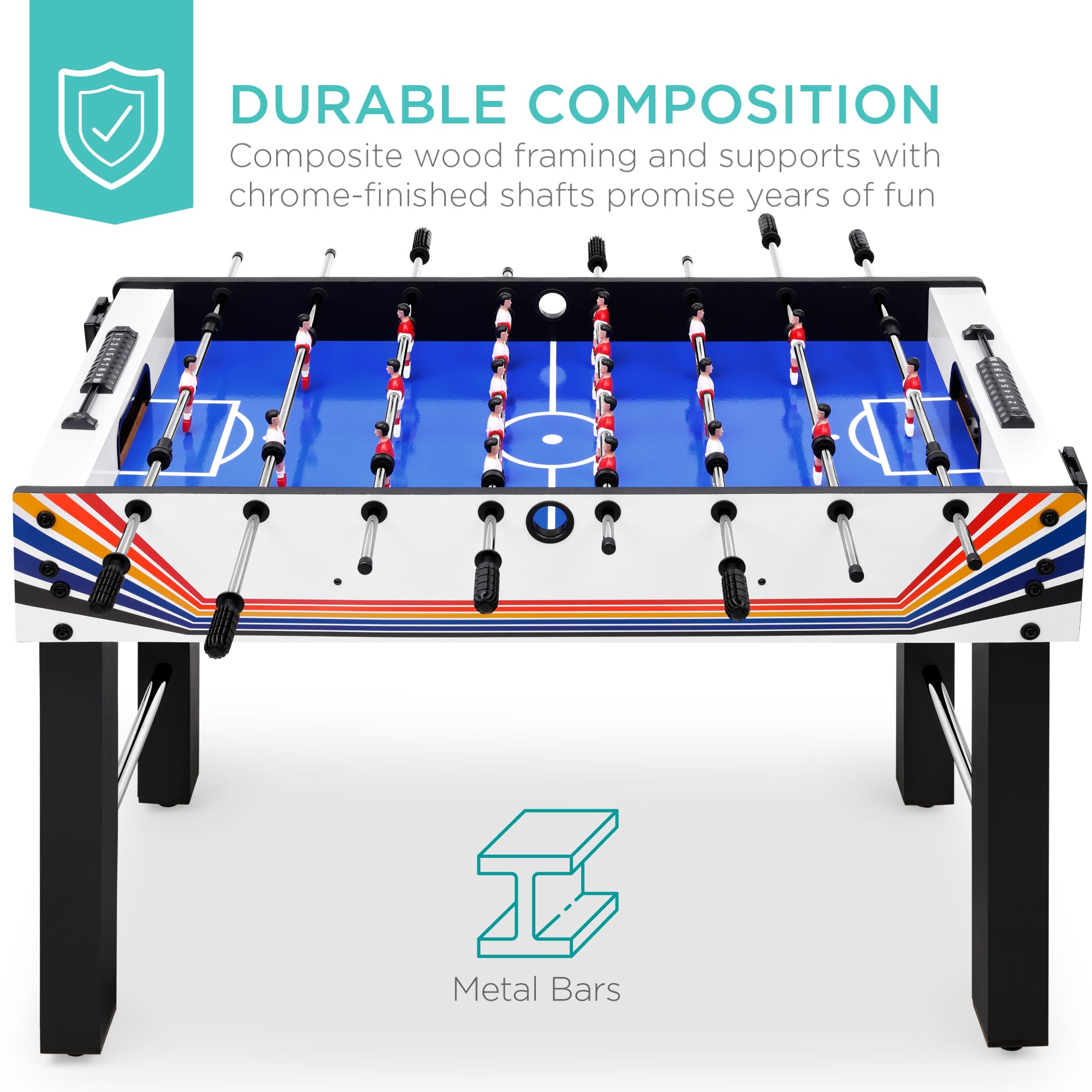 48in Foosball Table for Kids & Adults w/ 2 Balls