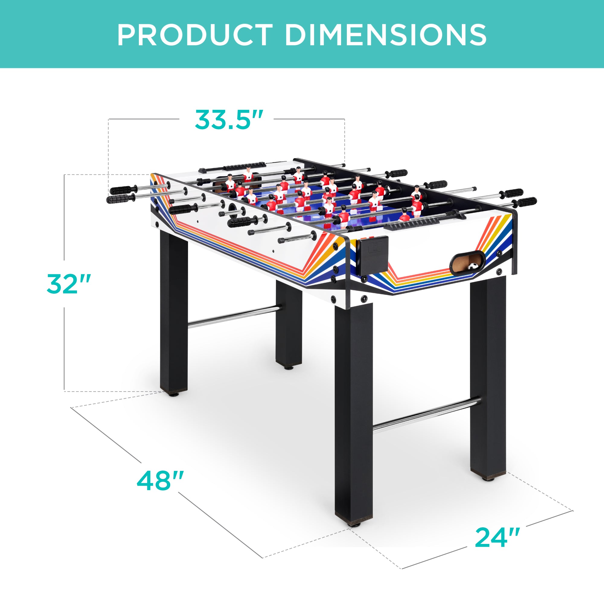 48in Foosball Table for Kids & Adults w/ 2 Balls