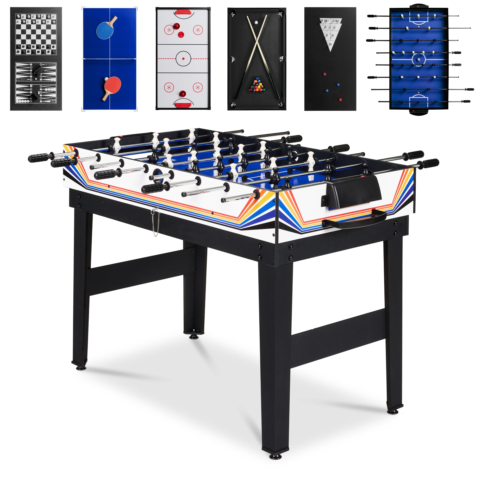 10-in-1 Combo Game Table Set w/ Pool, Foosball, Ping Pong, Chess - 2x4ft