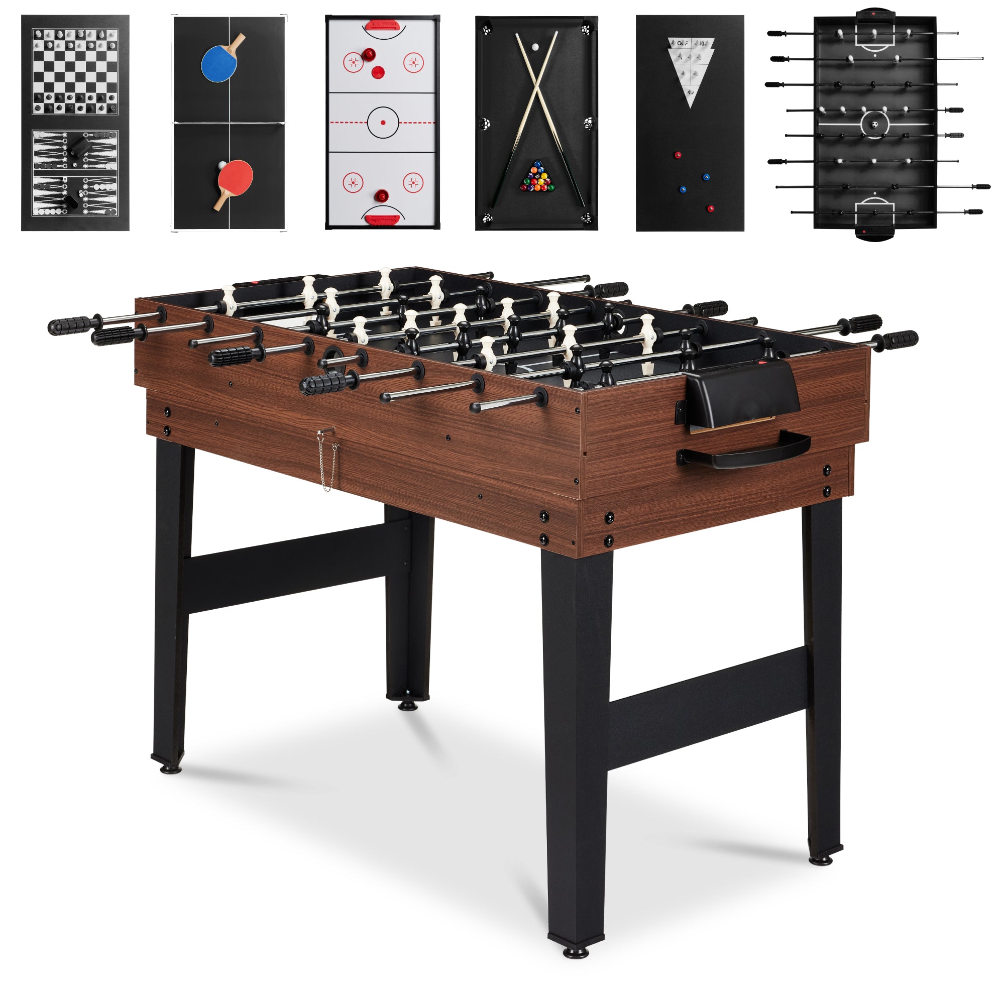 10-in-1 Combo Game Table Set w/ Pool, Foosball, Ping Pong, Chess - 2x4ft