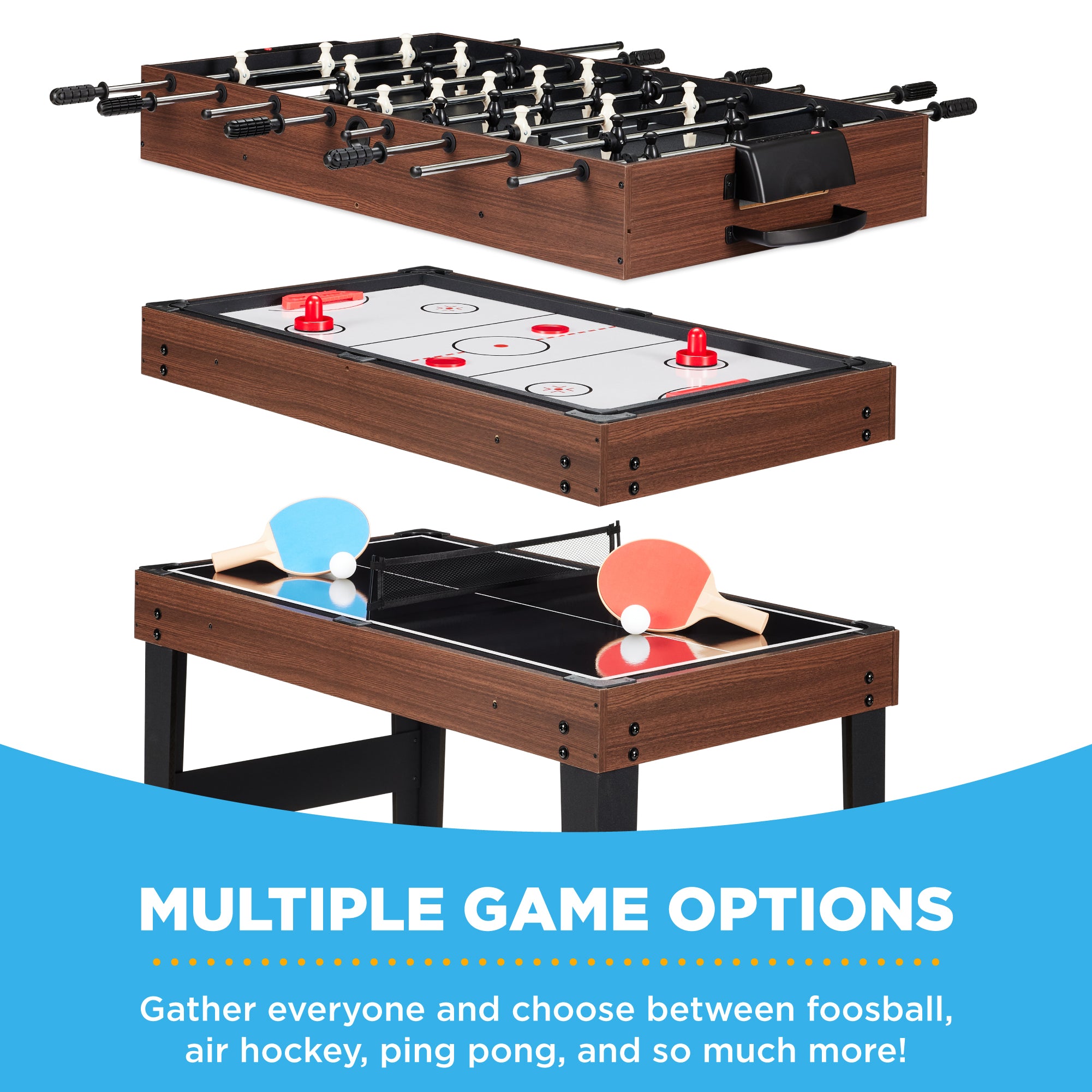 10-in-1 Combo Game Table Set w/ Pool, Foosball, Ping Pong, Chess - 2x4ft