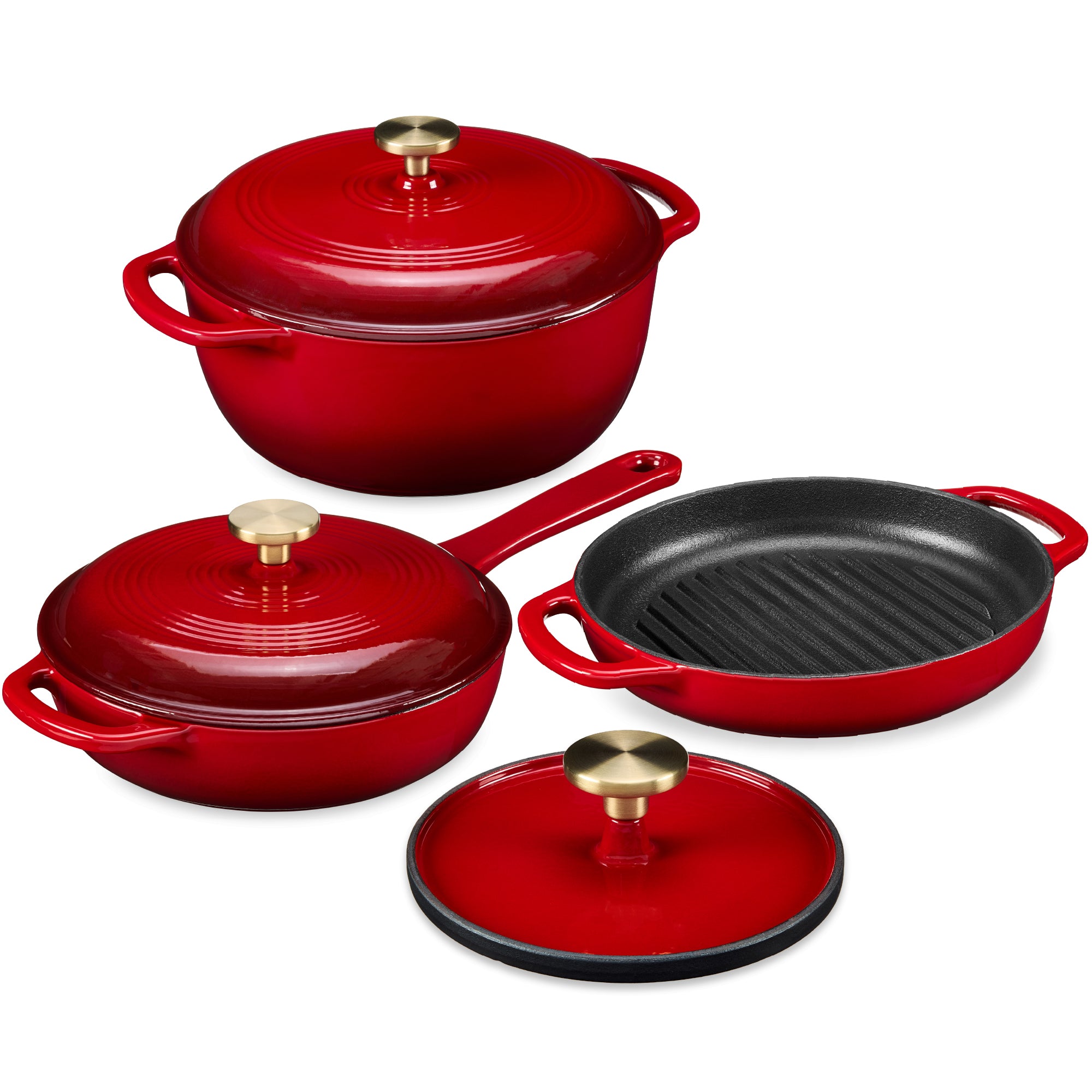 Non-Stick Pot & Pan Cookware Set, Cast Iron Skillet, Pan, Press, Dutch Oven