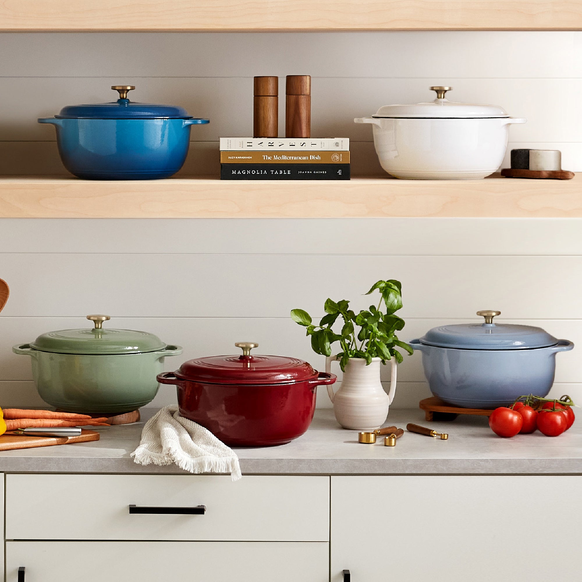 Non-Stick Pot & Pan Cookware Set, Cast Iron Skillet, Pan, Press, Dutch Oven