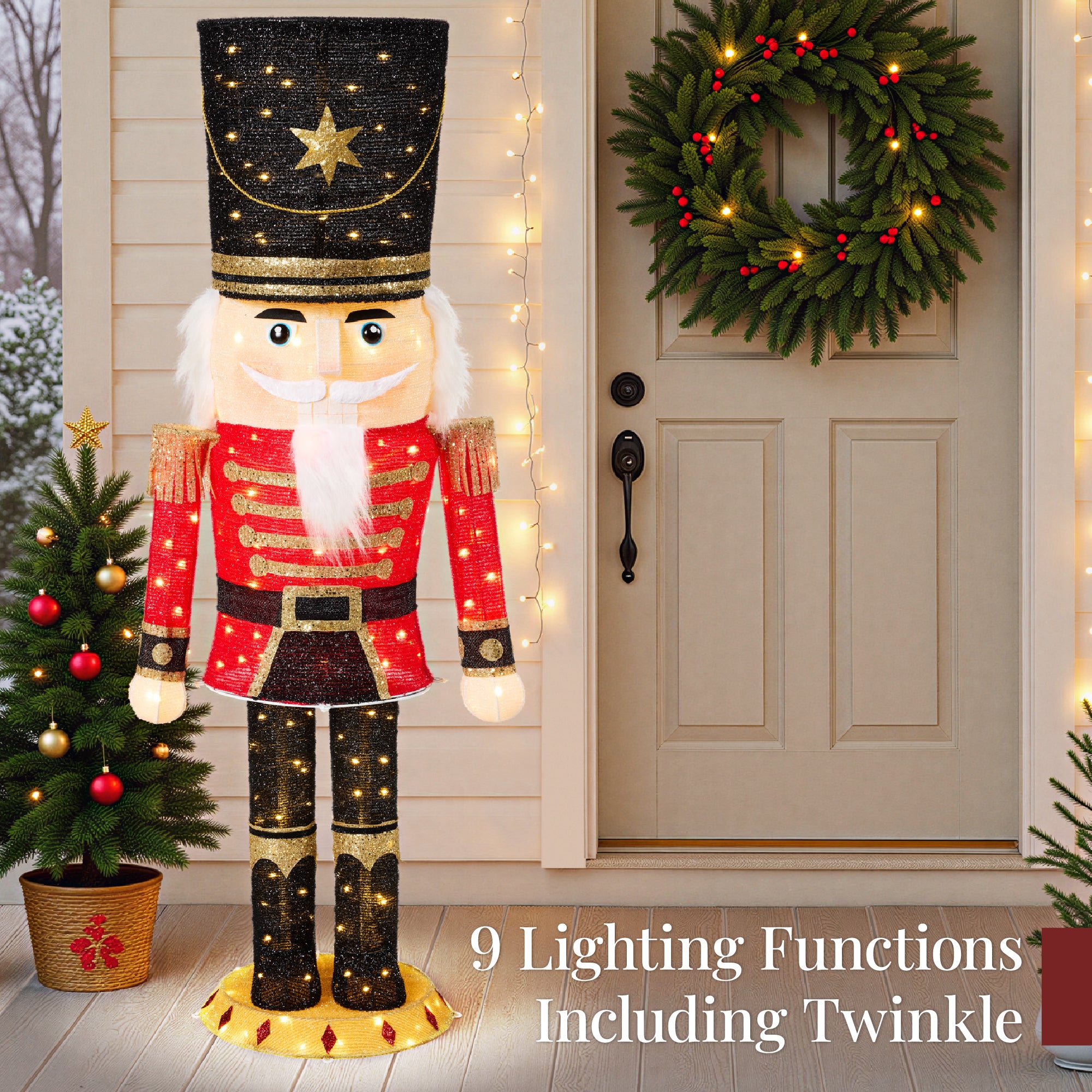 Pop Up Christmas Nutcracker w/150 LED Lights for Outdoor, Indoor