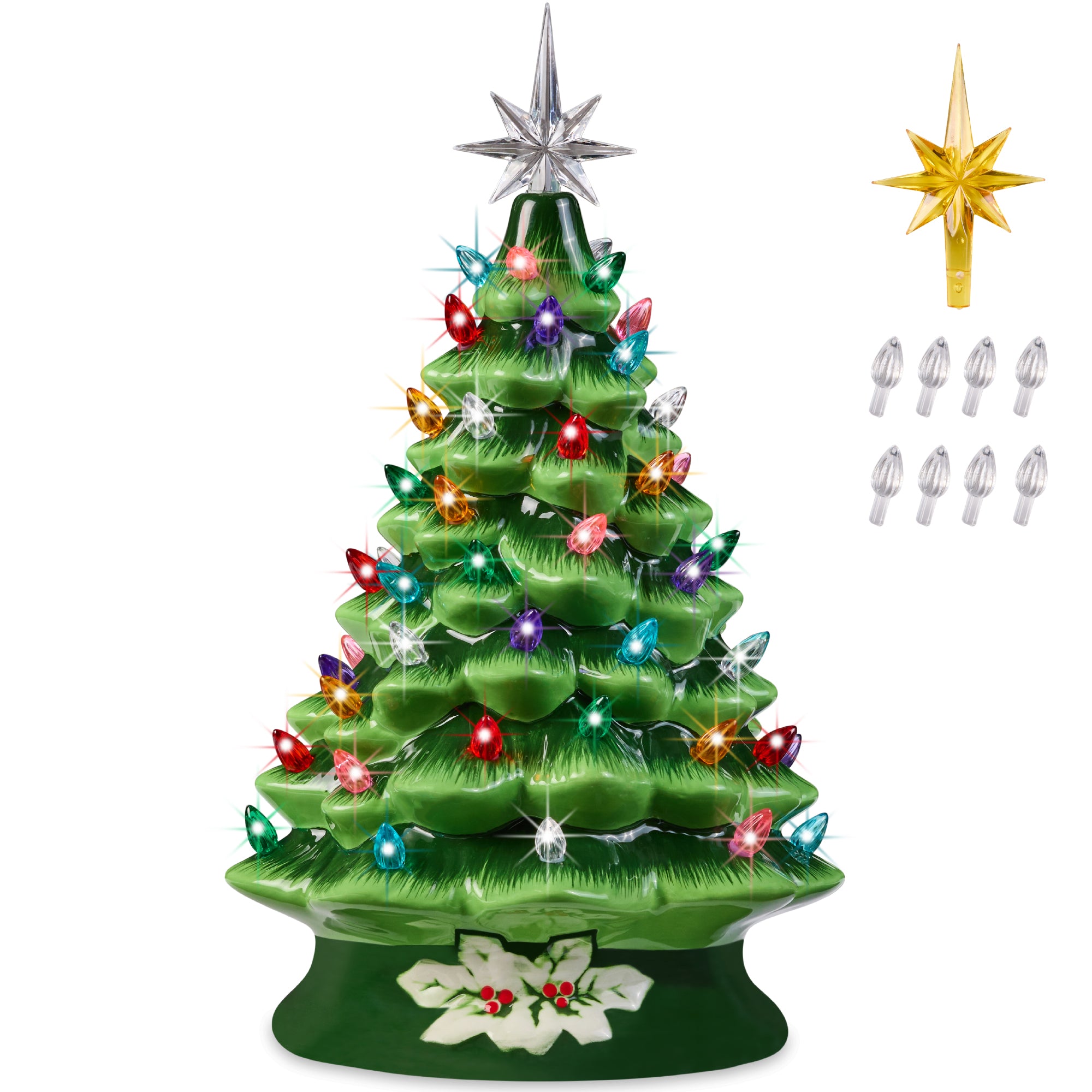 Pre-Lit Ceramic Tabletop Christmas Tree with Lights- 15in – Best