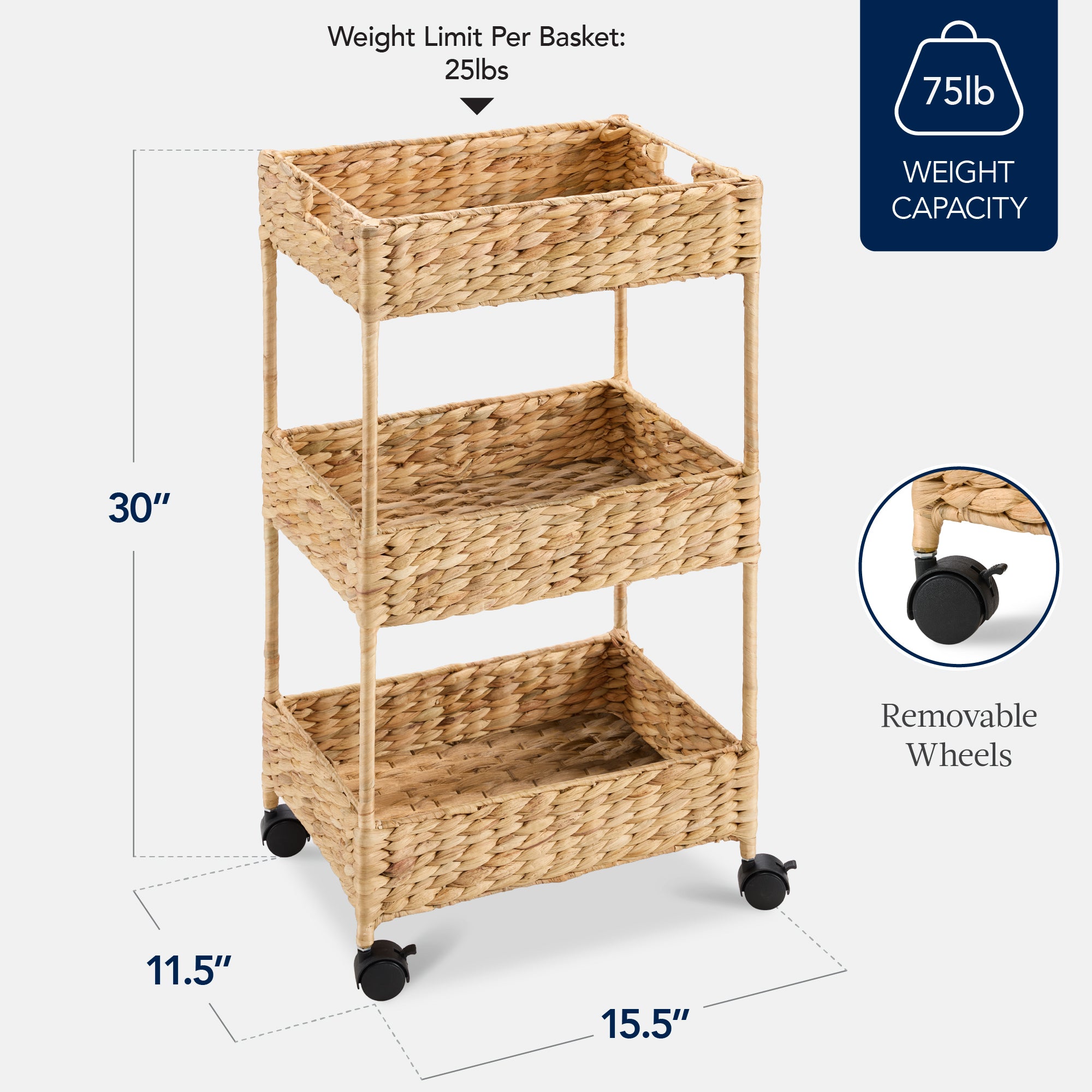 Best Choice Products Water Hyacinth Utility Cart - Thumbnail 3