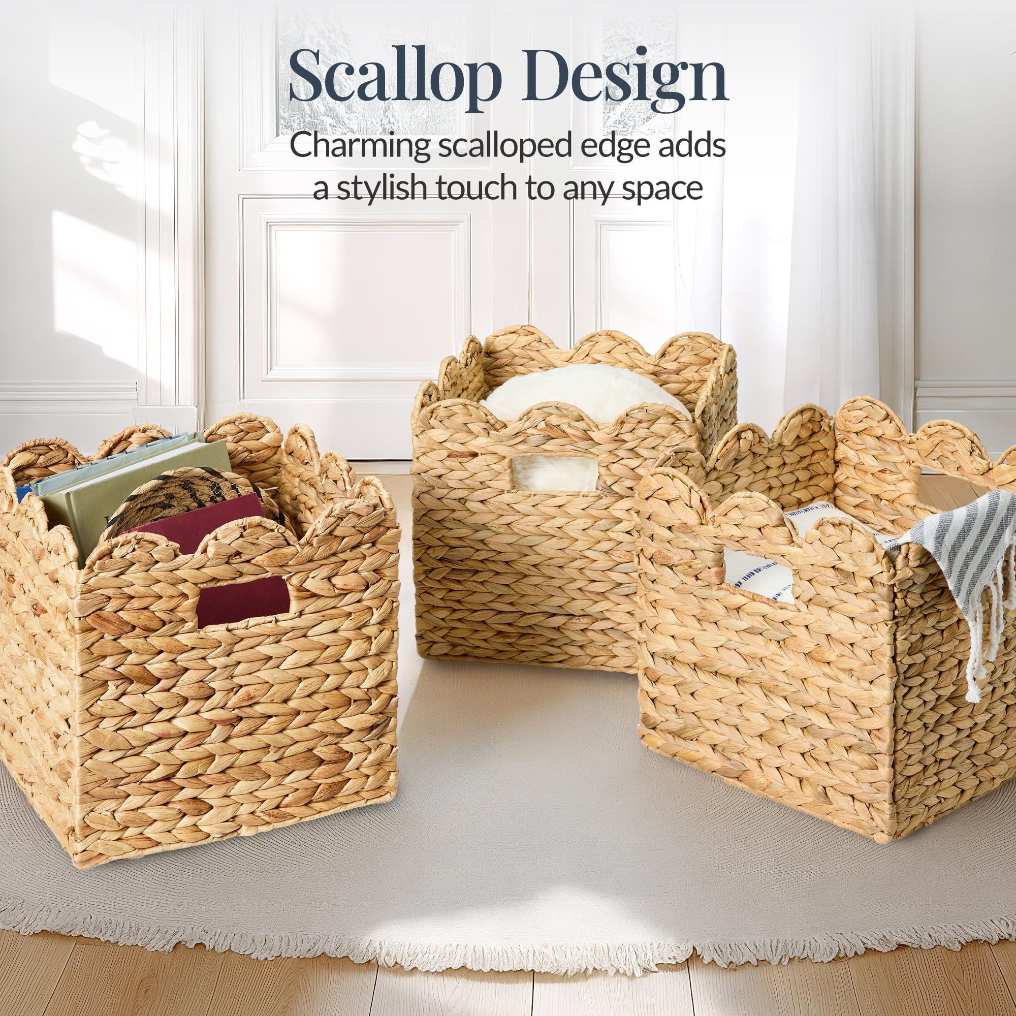 Best Choice Products Scalloped Hyacinth Storage Basket - Thumbnail 5