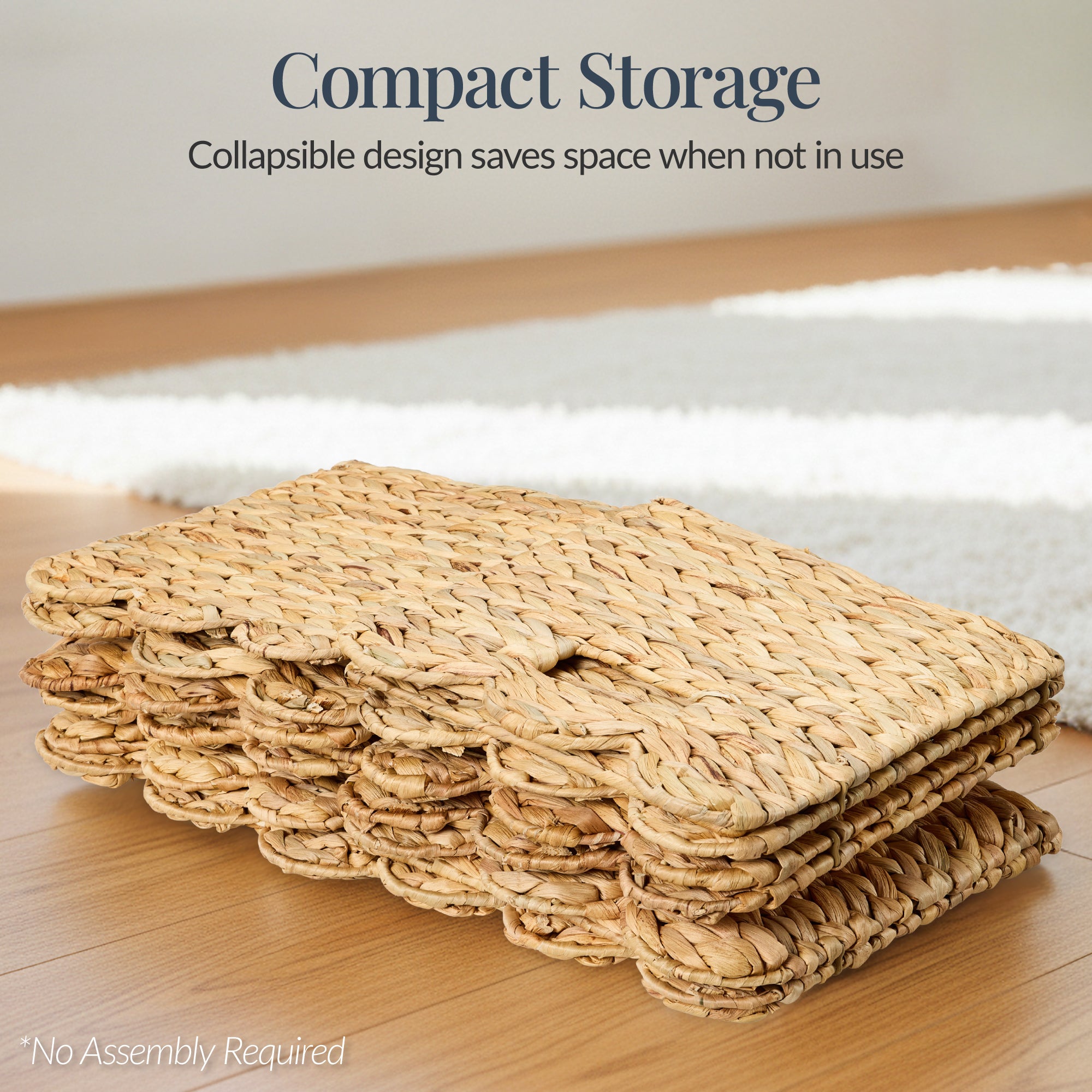 Scalloped 12x 12 Hyacinth Storage Basket Set of 5 – Best Choice