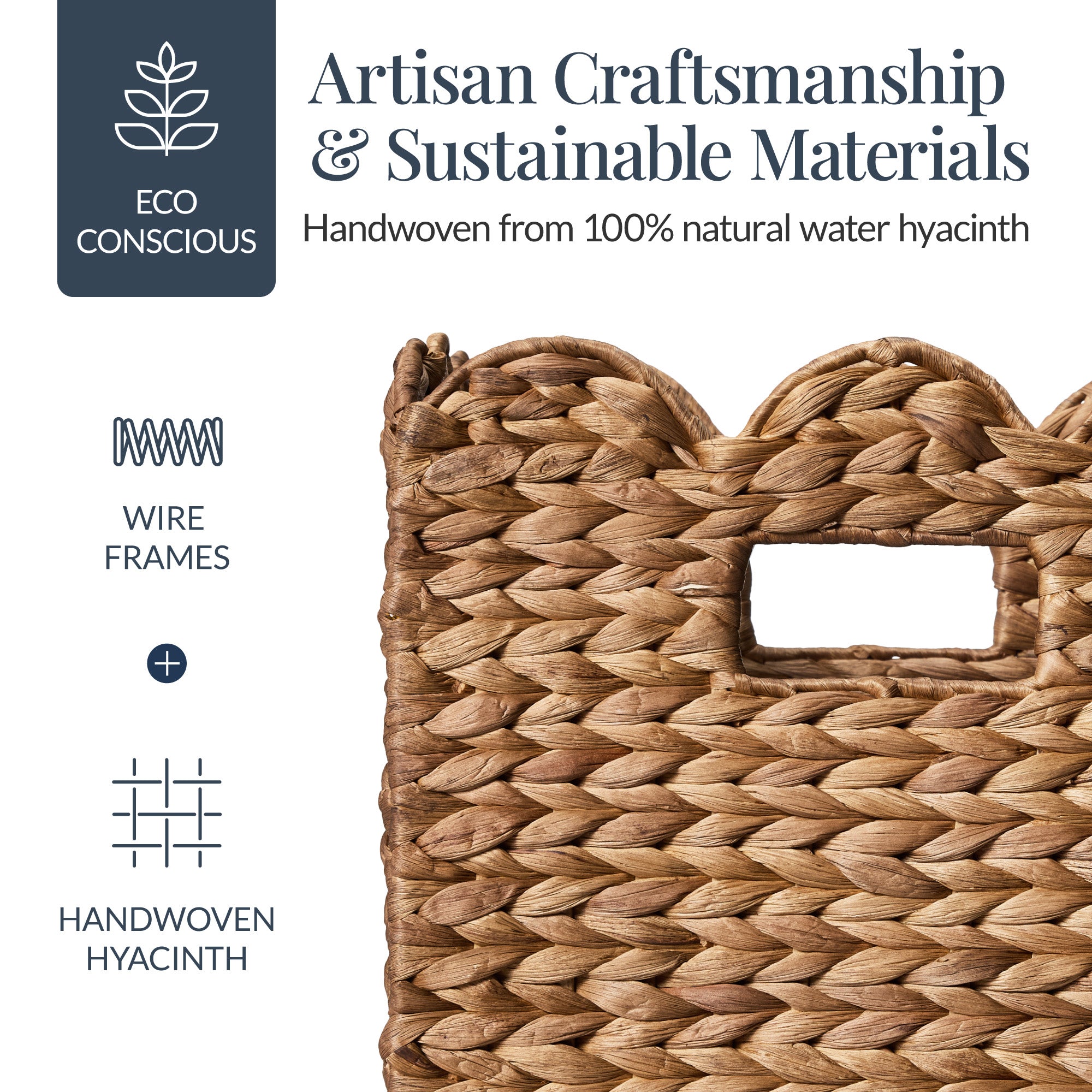 Scalloped 12x 12 Hyacinth Storage Basket Set of 5