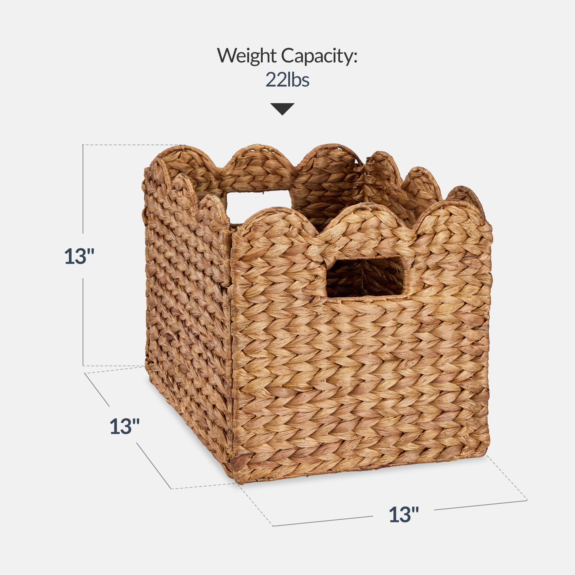 Scalloped 13 x 13in Hyacinth Storage Basket Set of 5